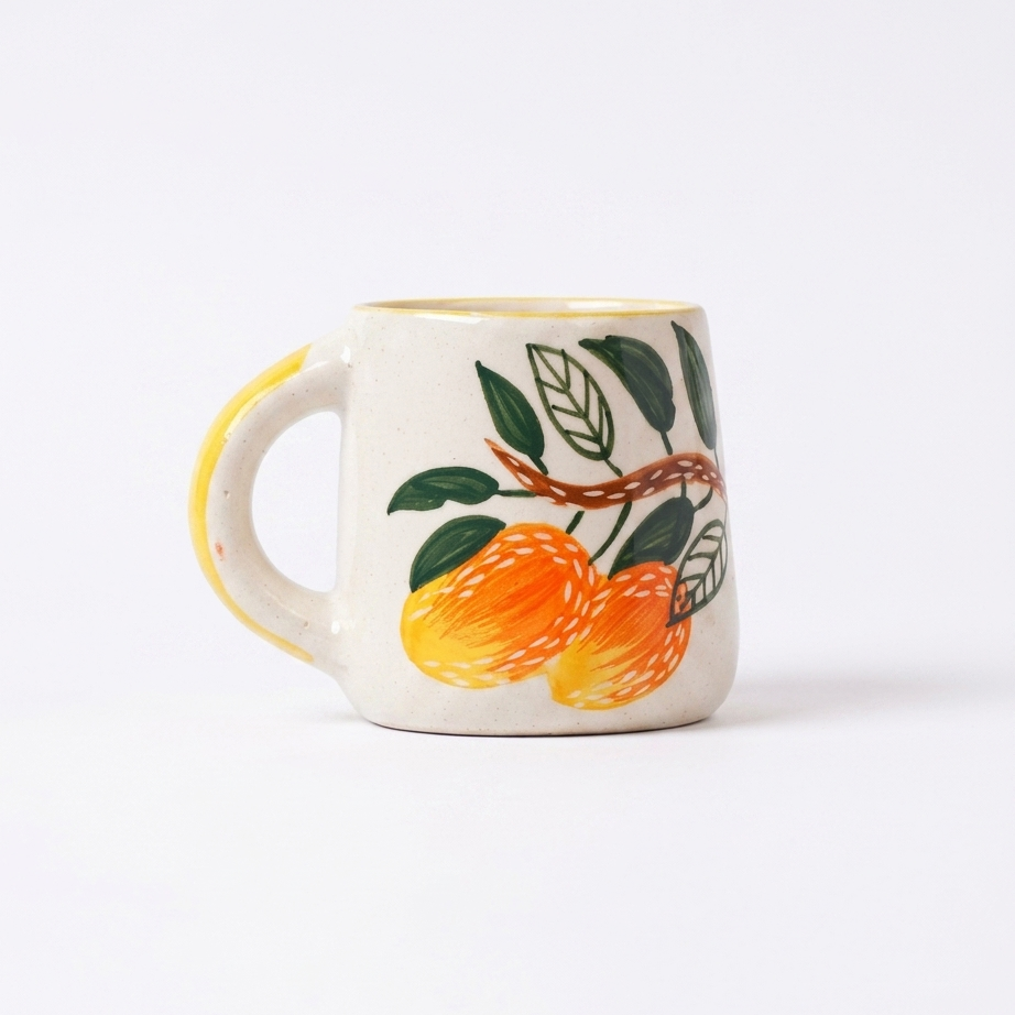Mango Mehfil Handpainted Ceramic Mug (300 ml )