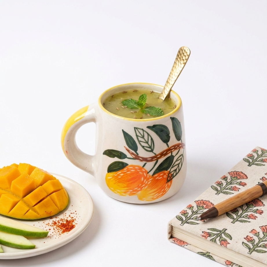 Mango Mehfil Handpainted Ceramic Mug (300 ml )