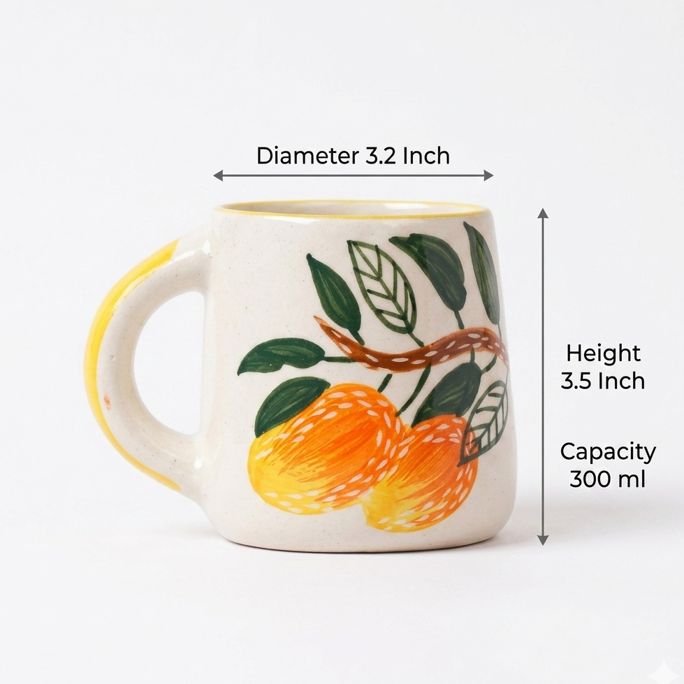 Mango Mehfil Handpainted Ceramic Mug (300 ml )