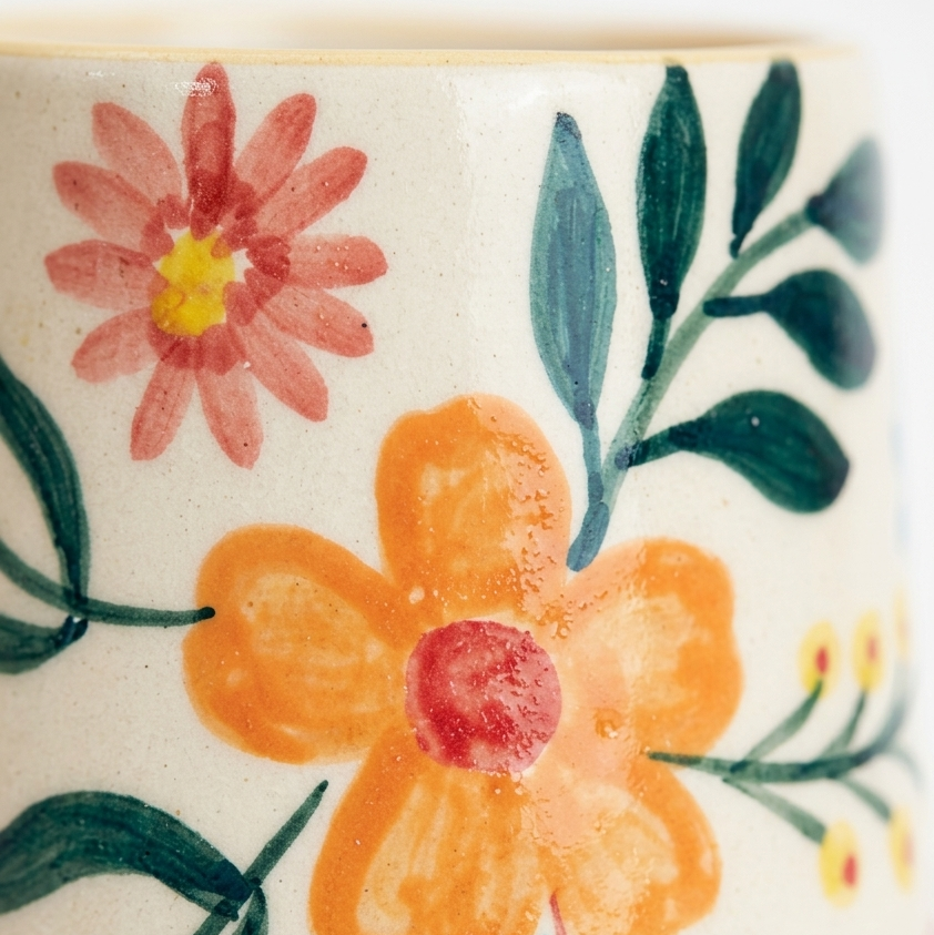 Handcrafted Floral Extravaganza Ceramic Stoneware Mug (300 ml)