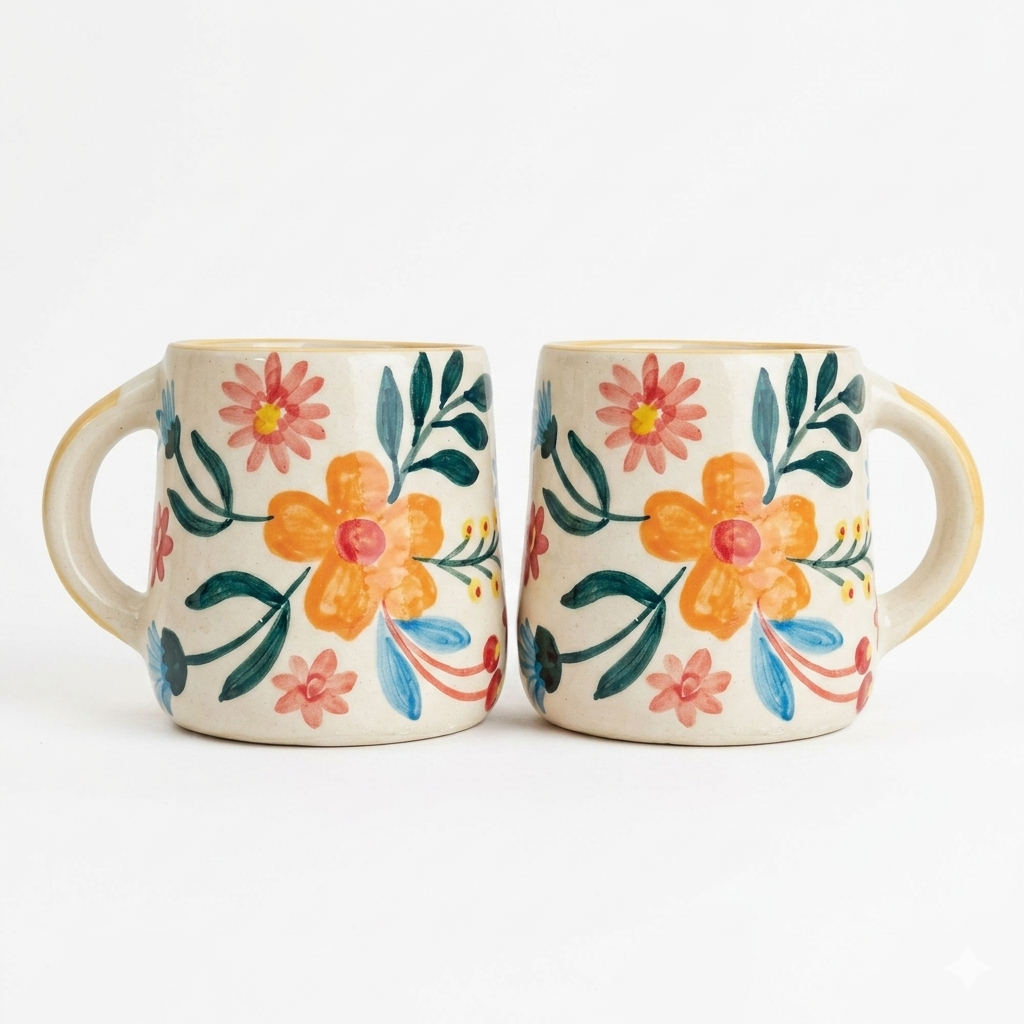 Handcrafted Floral Extravaganza Ceramic Stoneware Mug (300 ml)