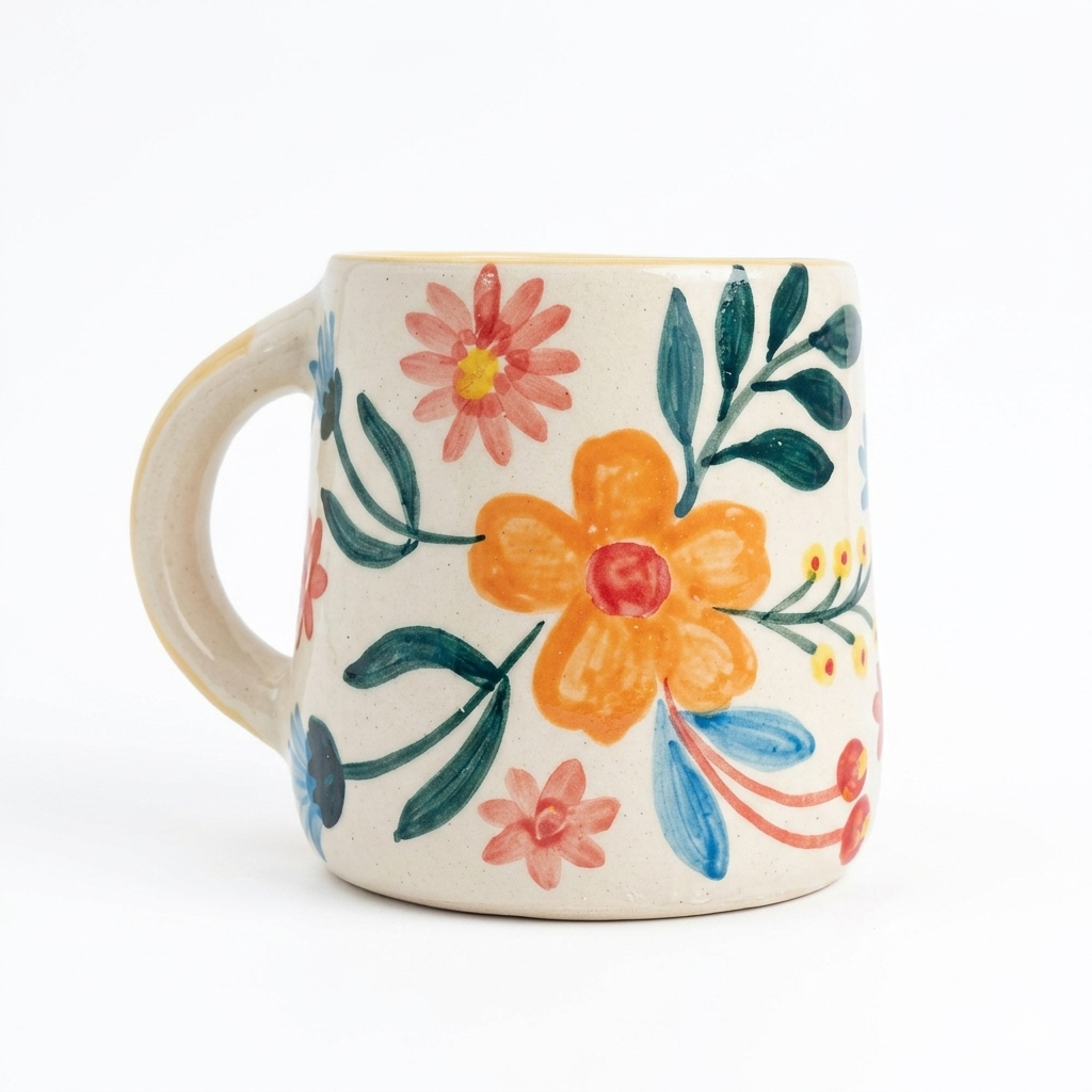 Handcrafted Floral Extravaganza Ceramic Stoneware Mug (300 ml)