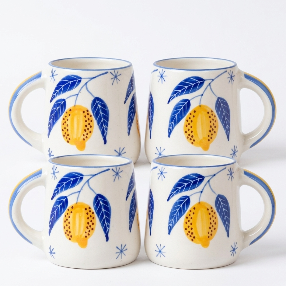 Lemon Leafy Ceramic Coffee Mug (300 ml)