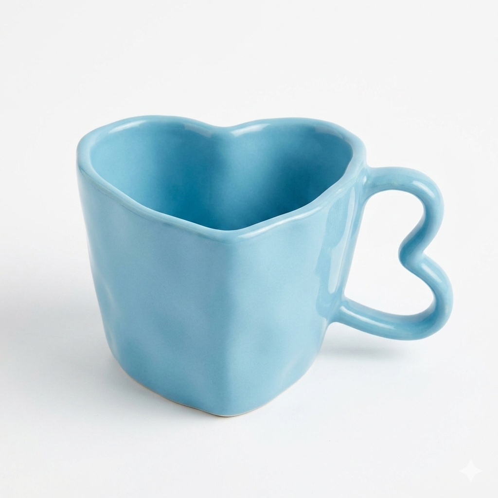 Sky Blue Ceramic Heart Mug (300ml)