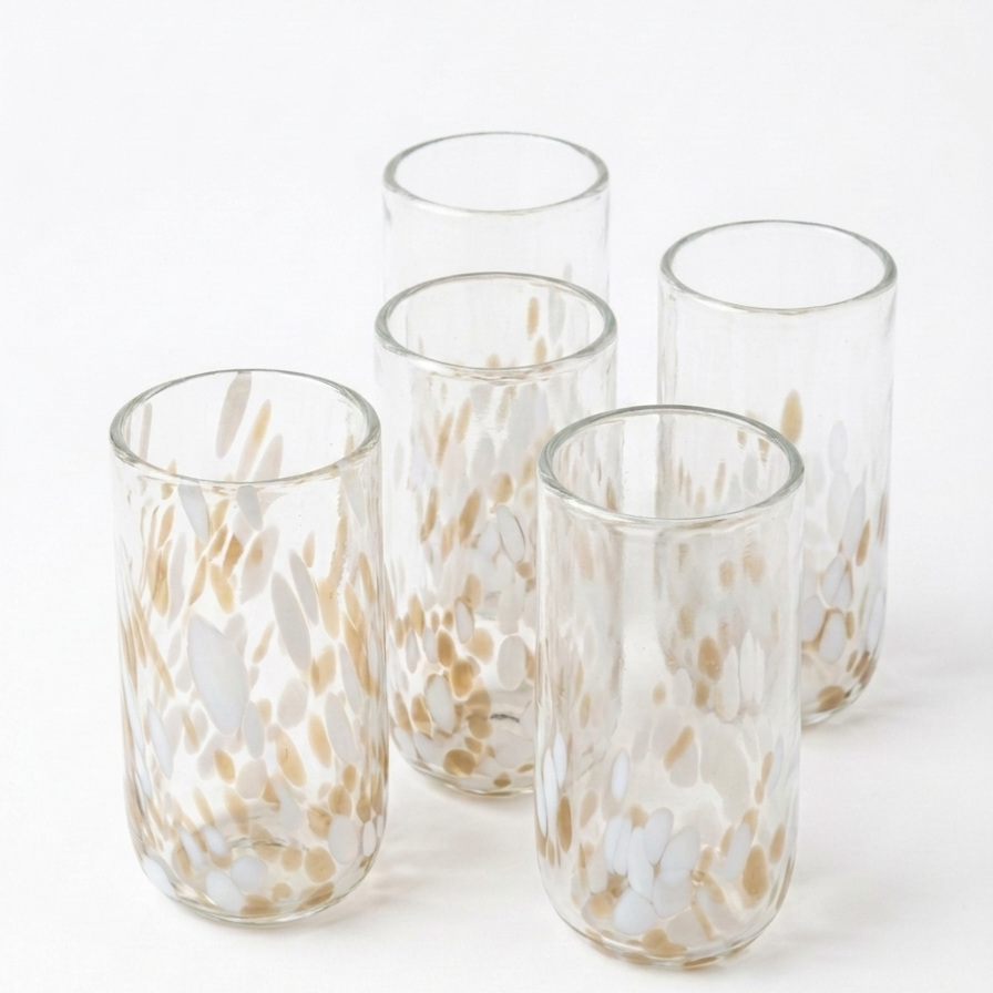 Vintage White & Gold Highball Glasses Set of 4