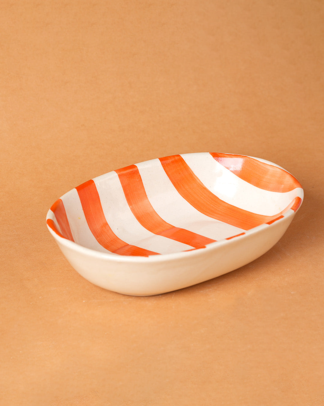 Vintage Orange Stripe Ceramic Bowl
