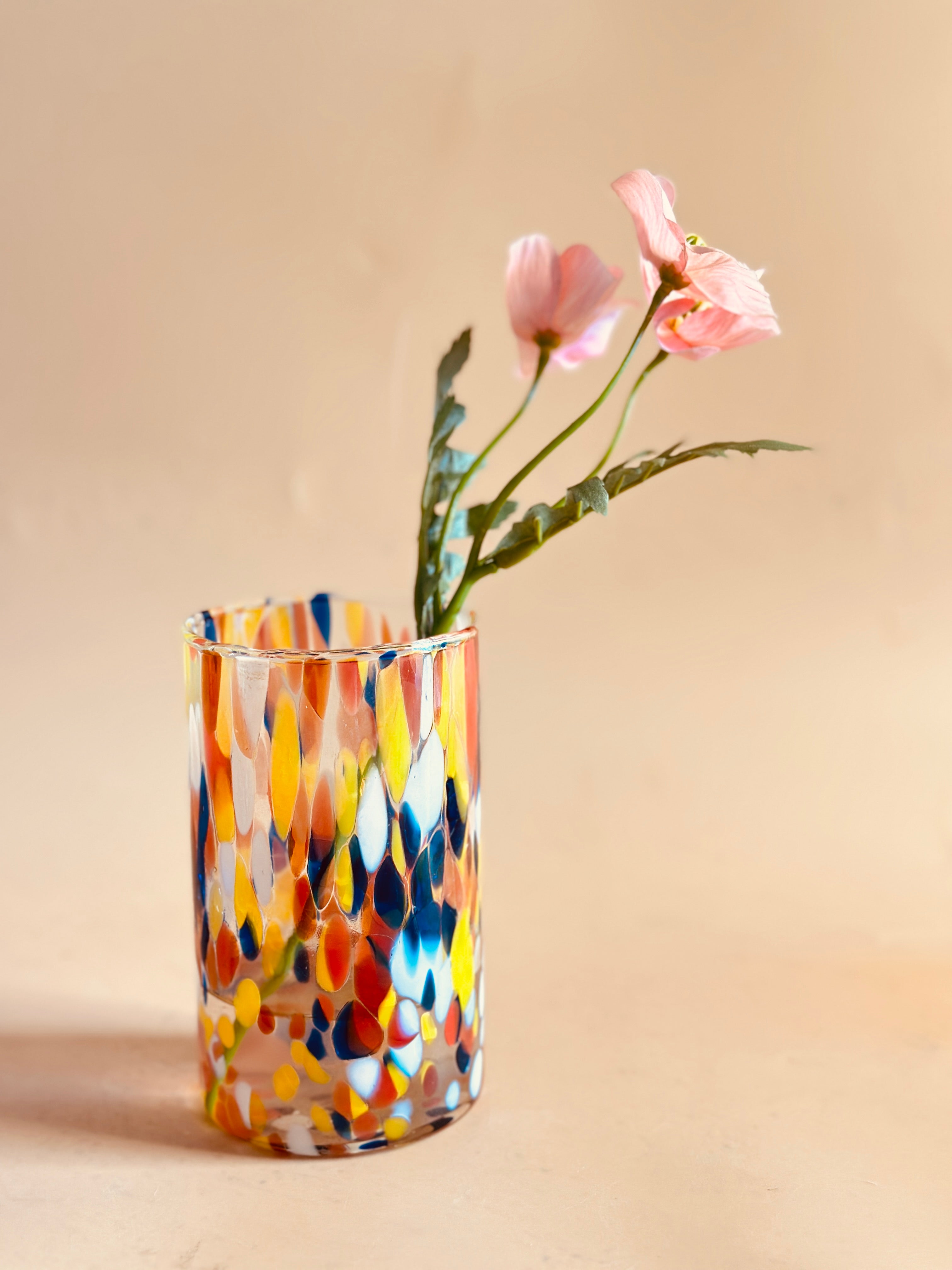 Antique Flat Glass Vase - Multicolour