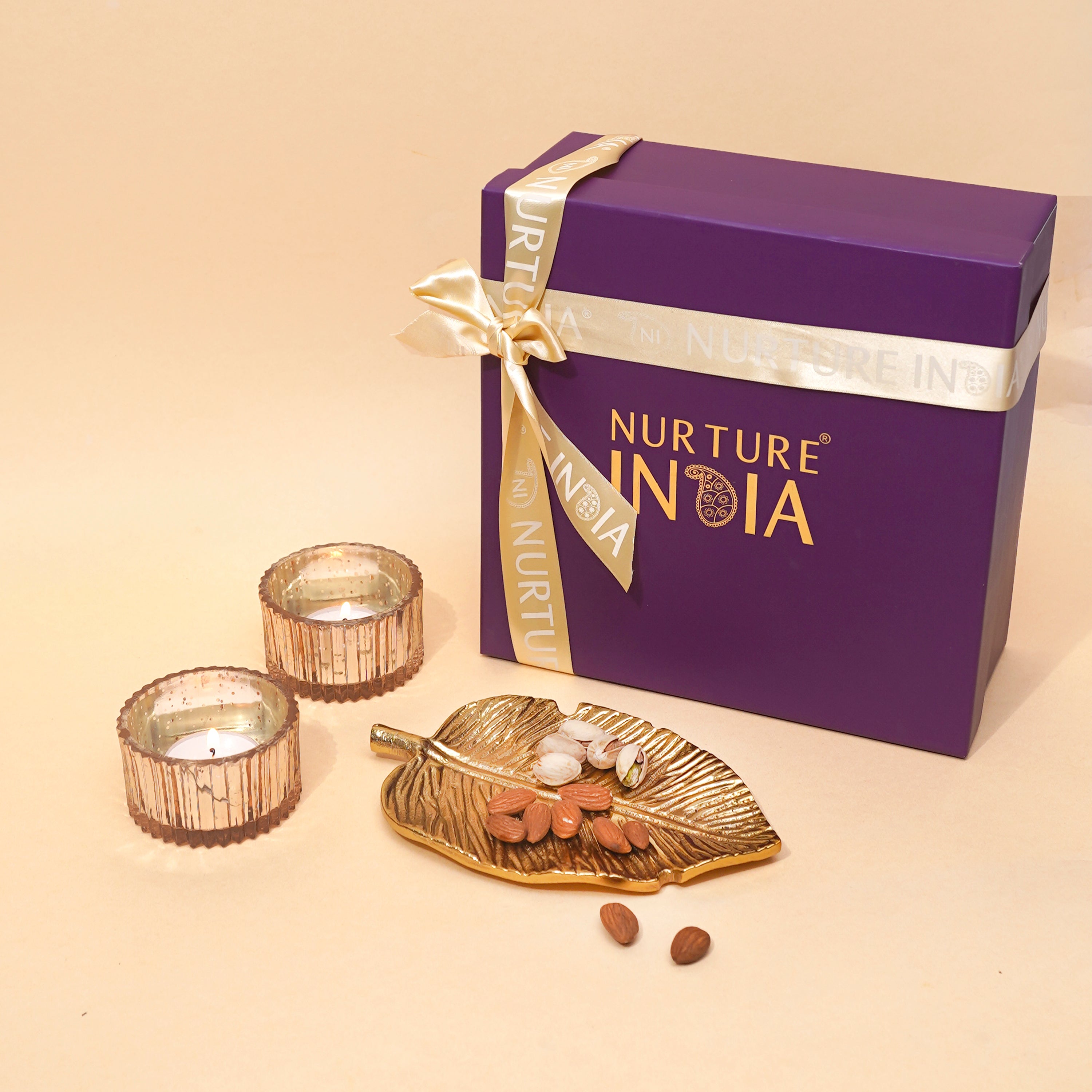 Two Candle Holder & Trinket Dish Tealight Gift Box