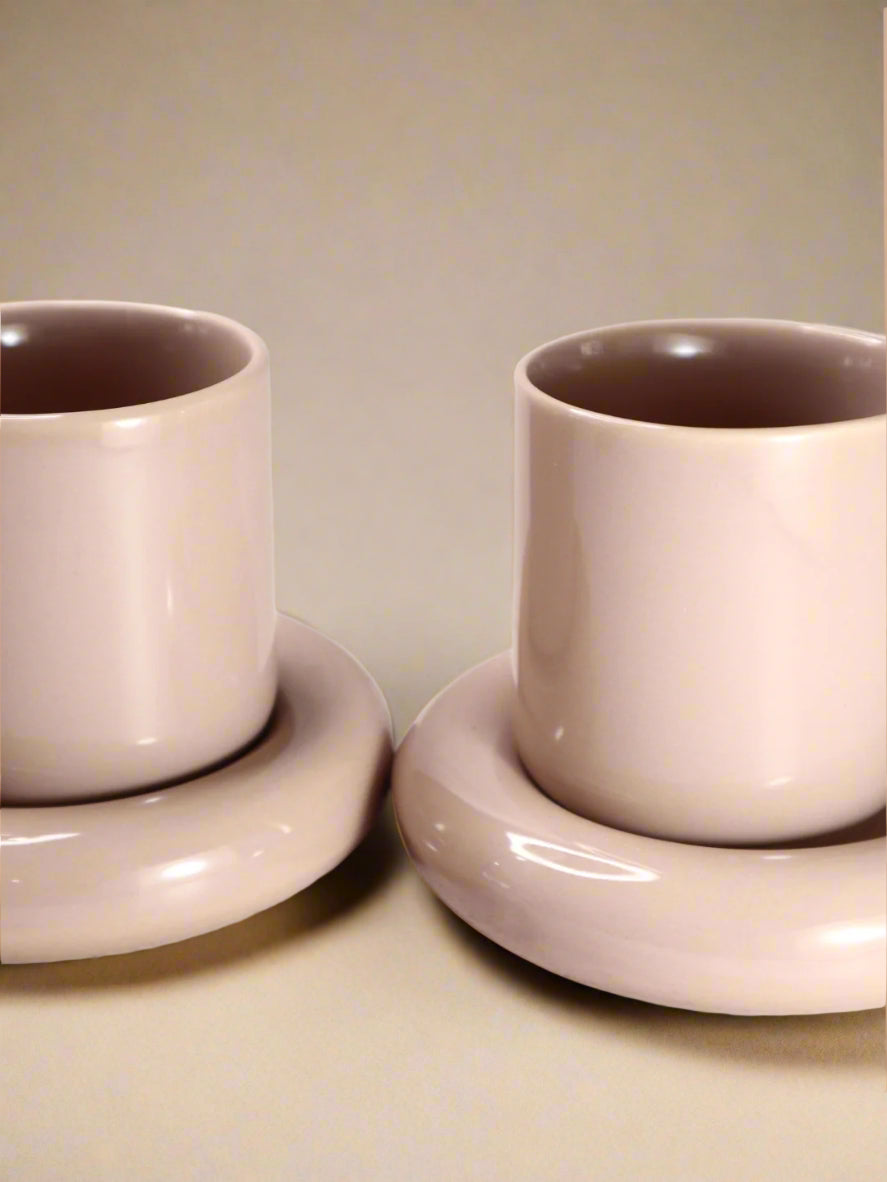 Dusty Pink Cups & Saucer Set (220ml)