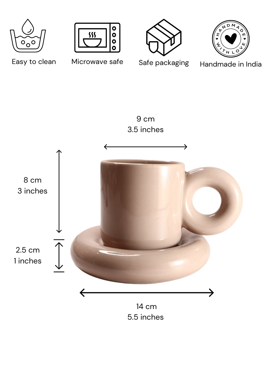 Dusty Pink Cups & Saucer Set (220ml)