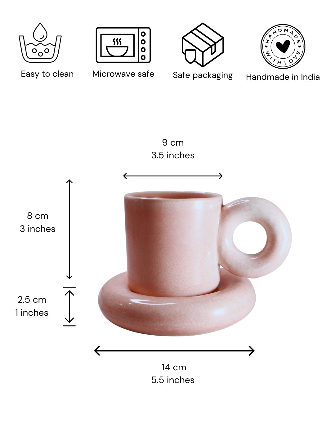 Glossy Pink Cup & Saucer Set (220ml)