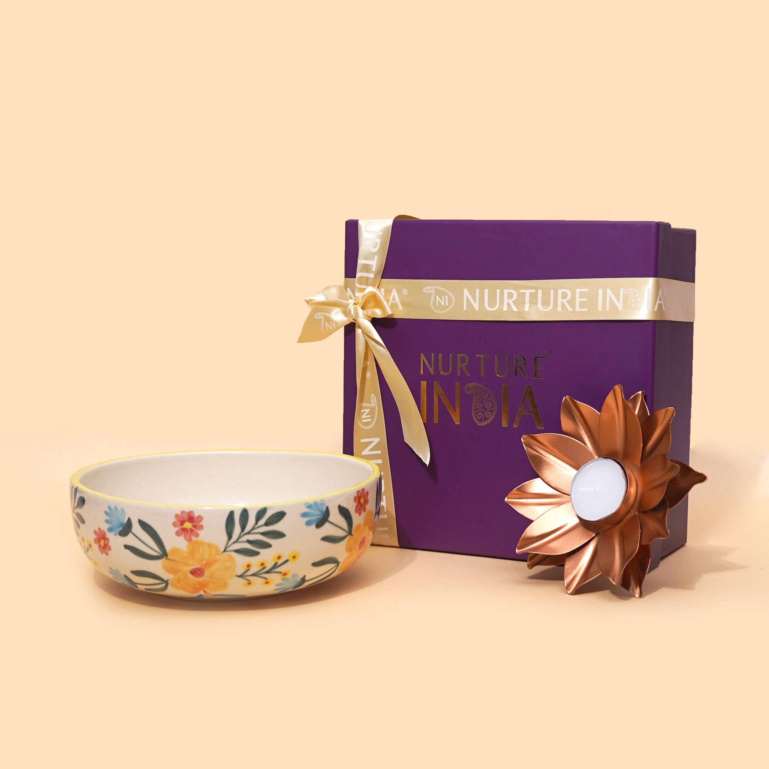 Floral Bowl & Lotus Tealight Gift Box