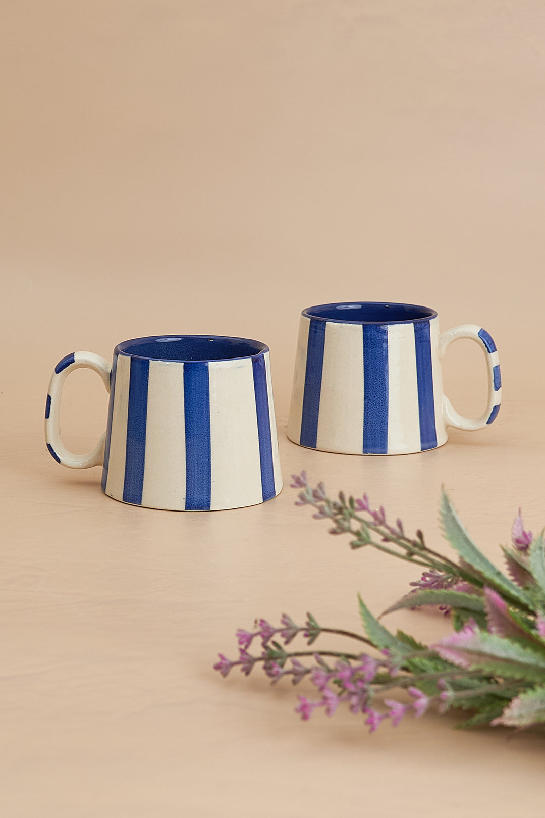 Striking Indigo Blue Stripe Coffee Cup