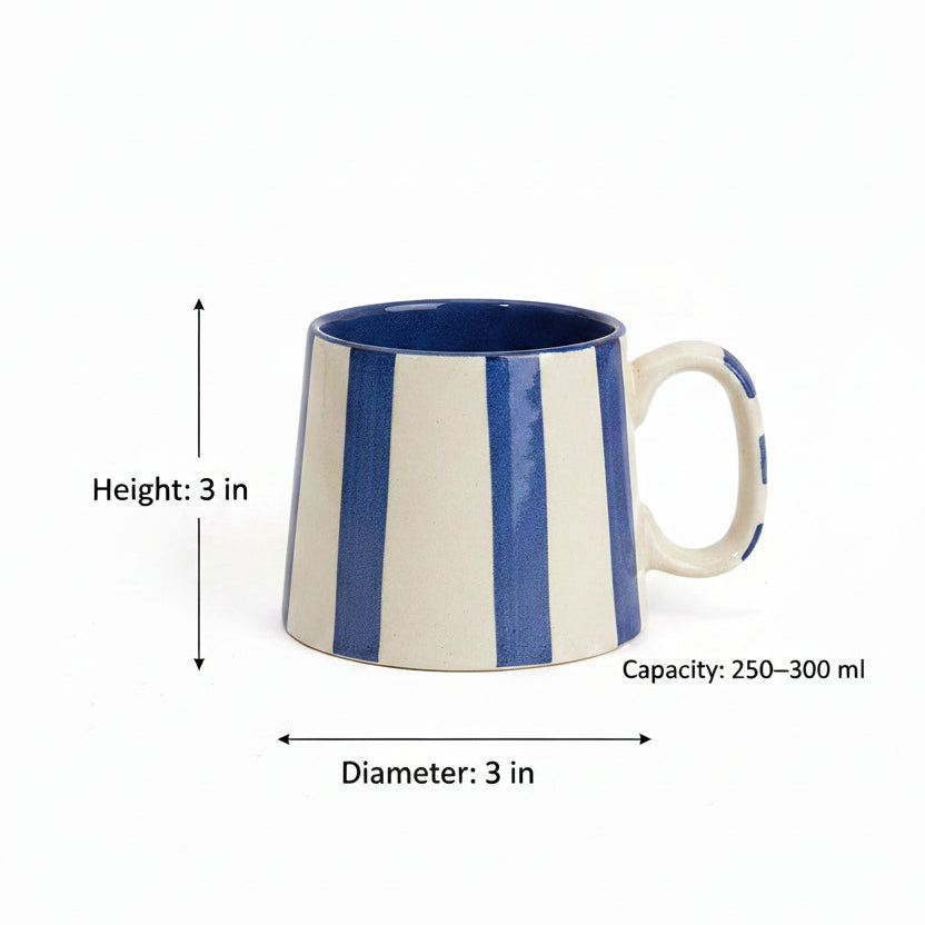 Striking Indigo Blue Stripe Coffee Cup