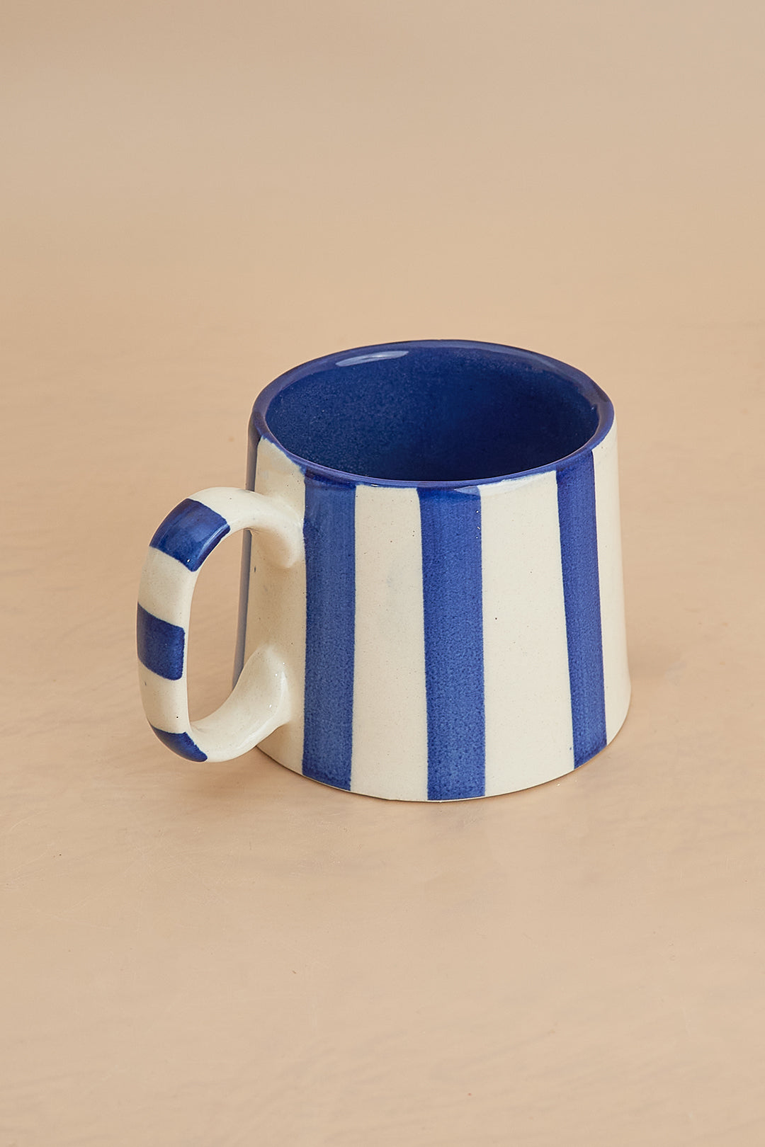 Striking Indigo Blue Stripe Coffee Cup