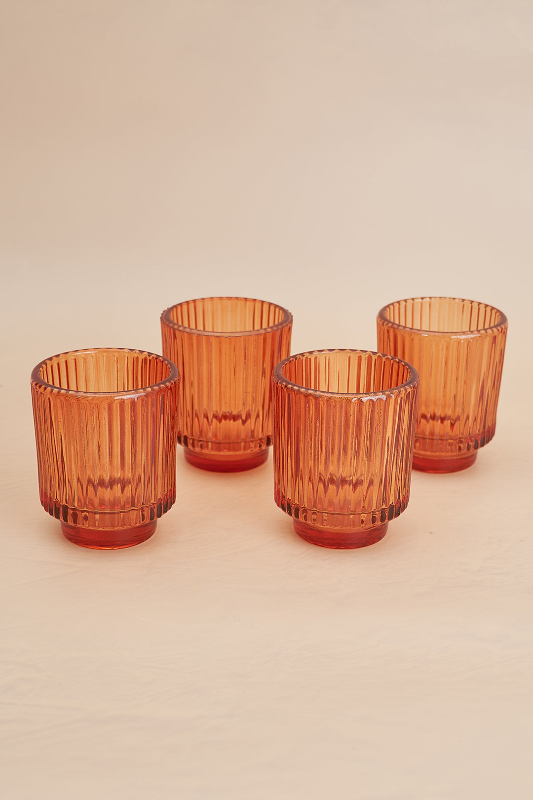 Fluted Glass Amber Tealight Holder