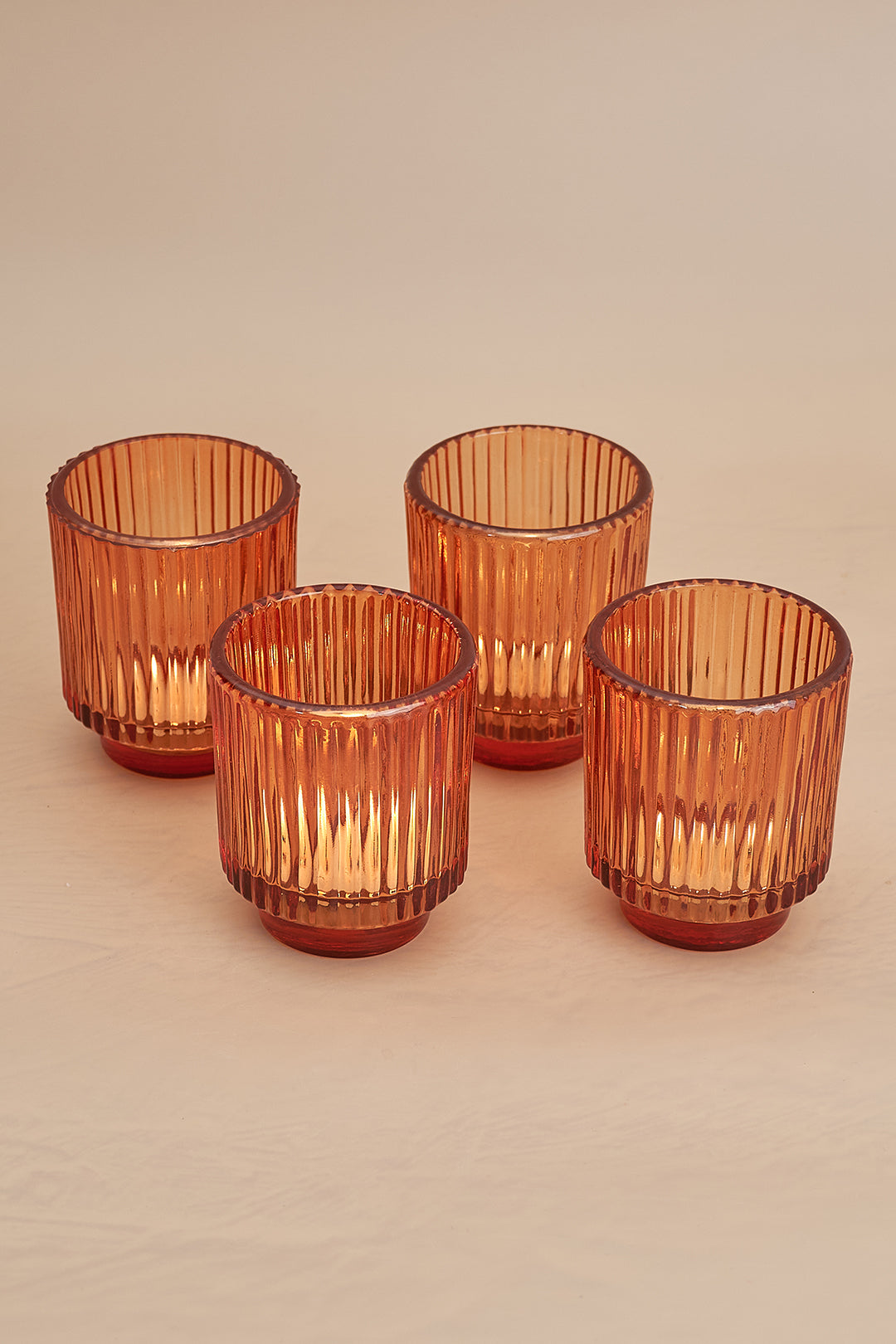 Fluted Glass Amber Tealight Holder