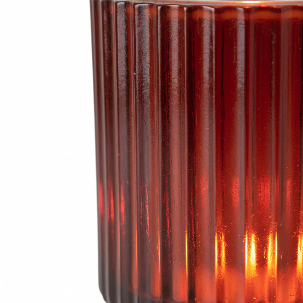 Toasted Walnut Fluted Glass Tealight Candle Holder