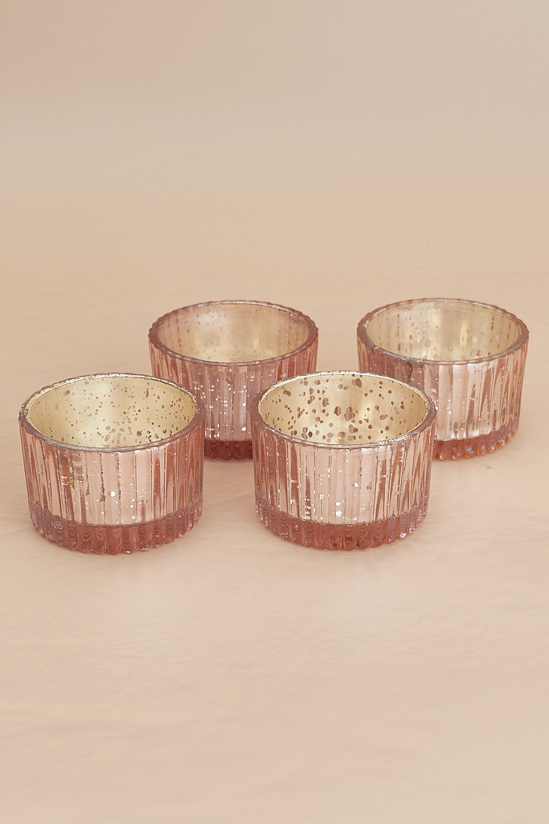 Antique Pink Glass Tealights - Vintage