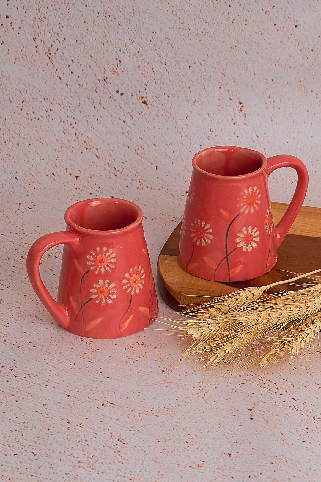 Red Floral Ceramic Mug - Vibrant Colorful Drinkware (250ml)