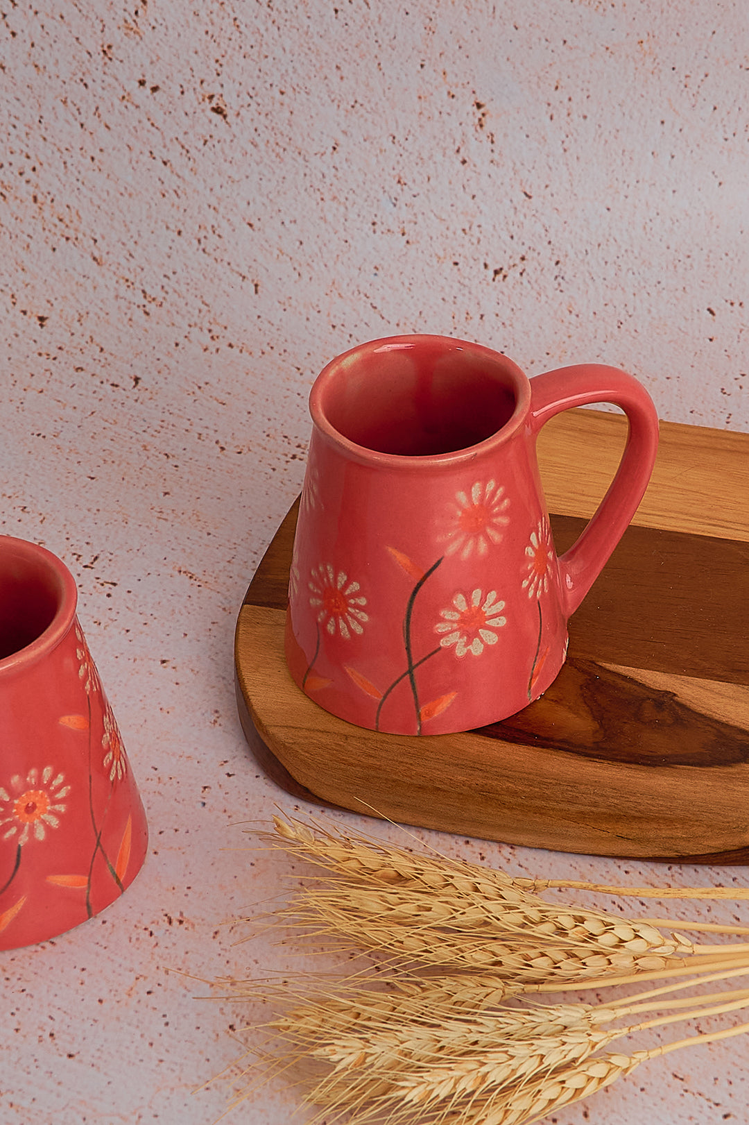 Red Floral Ceramic Mug - Vibrant Colorful Drinkware (250ml)