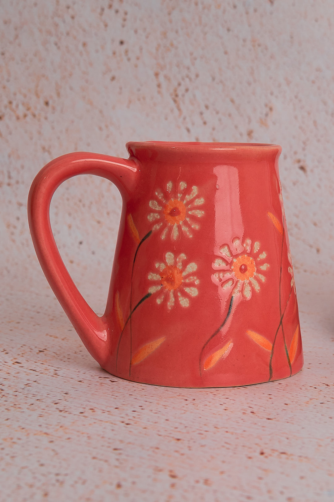 Red Floral Ceramic Mug - Vibrant Colorful Drinkware (250ml)