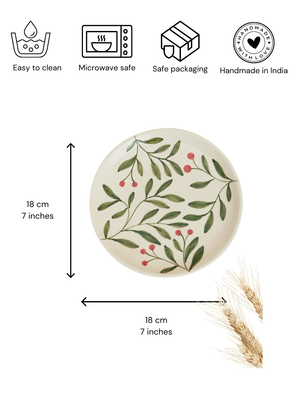 Olive Leaf Ceramic Plate Set of 2