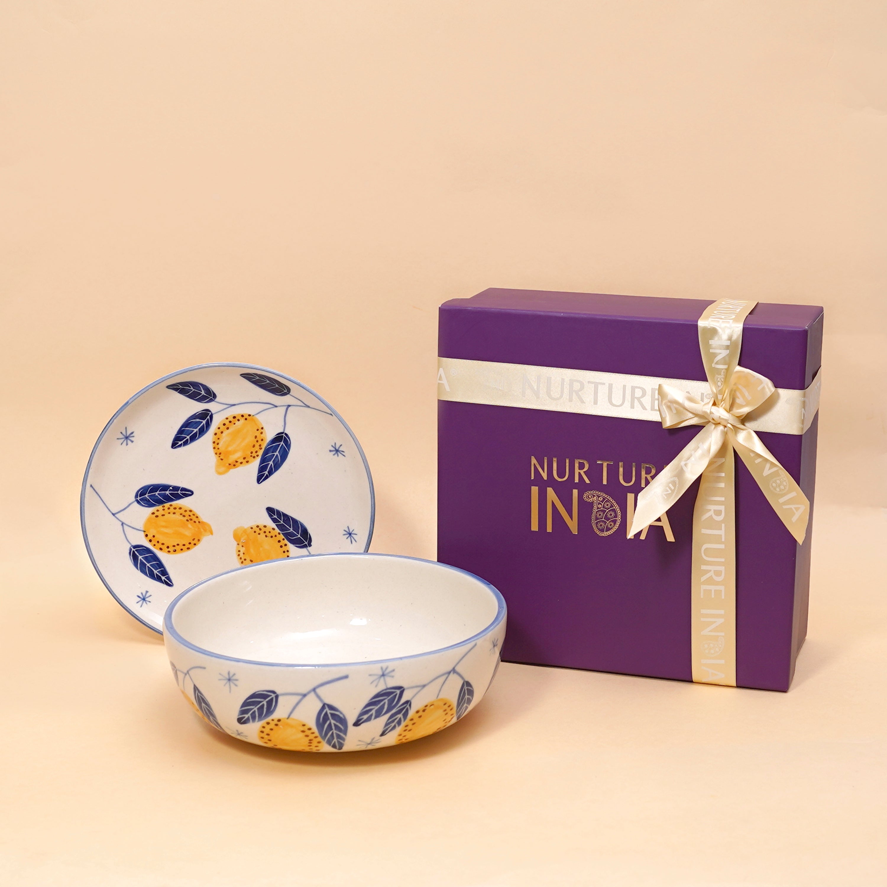 Lemon Bowl & Snack Plate Combo Gift Box