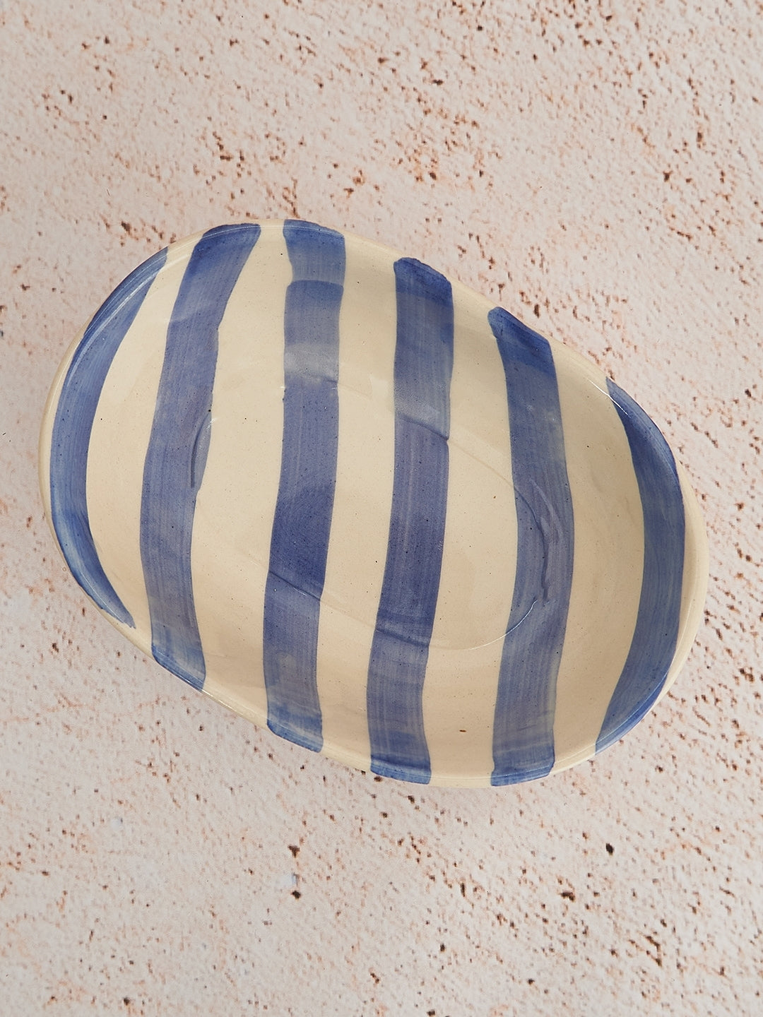 Lavendar Stripe Handpainted Ceramic Bowl