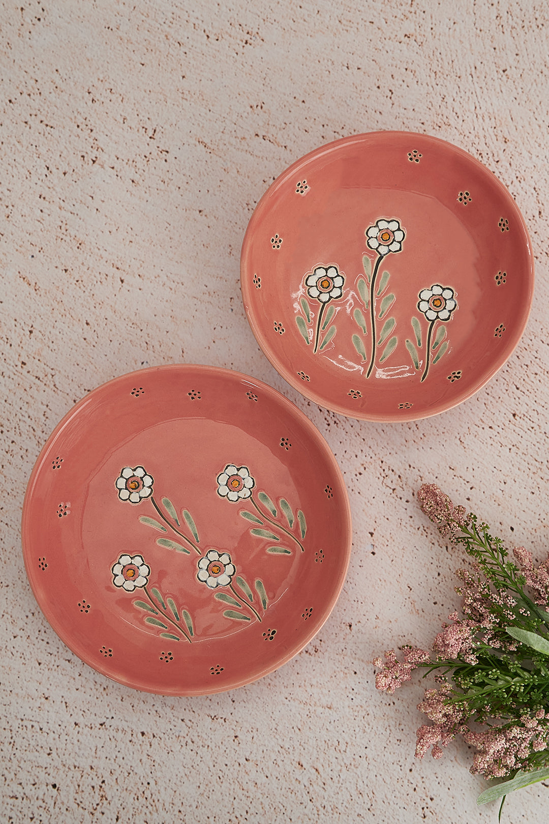 Floral Bloom HandPainted Ceramic Bowl in Pink - Small