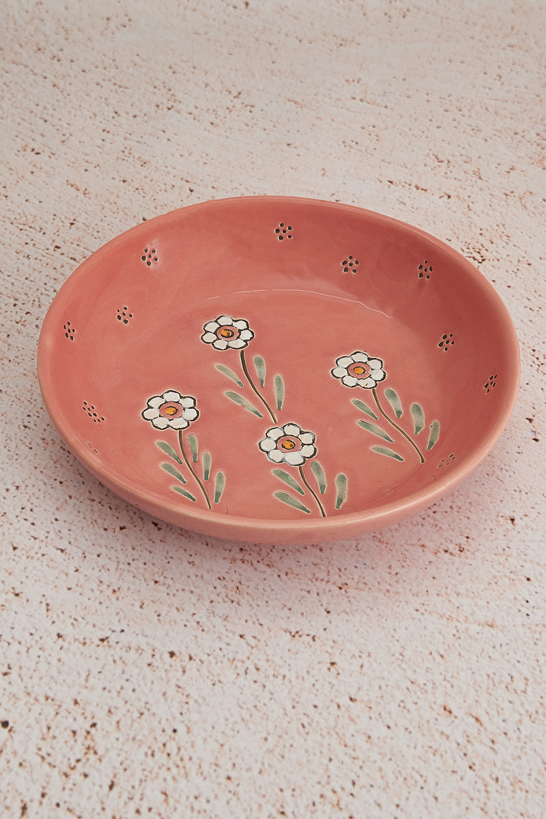 Floral Bloom HandPainted Ceramic Bowl in Pink - Large