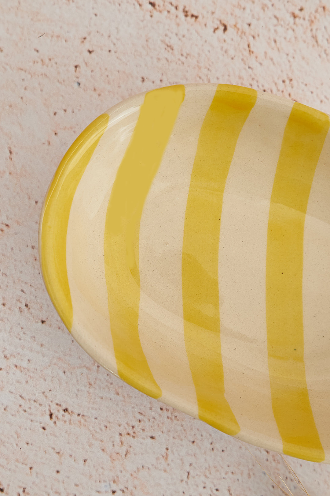 Pastel Yellow Stripe Handpainted Ceramic Bowl