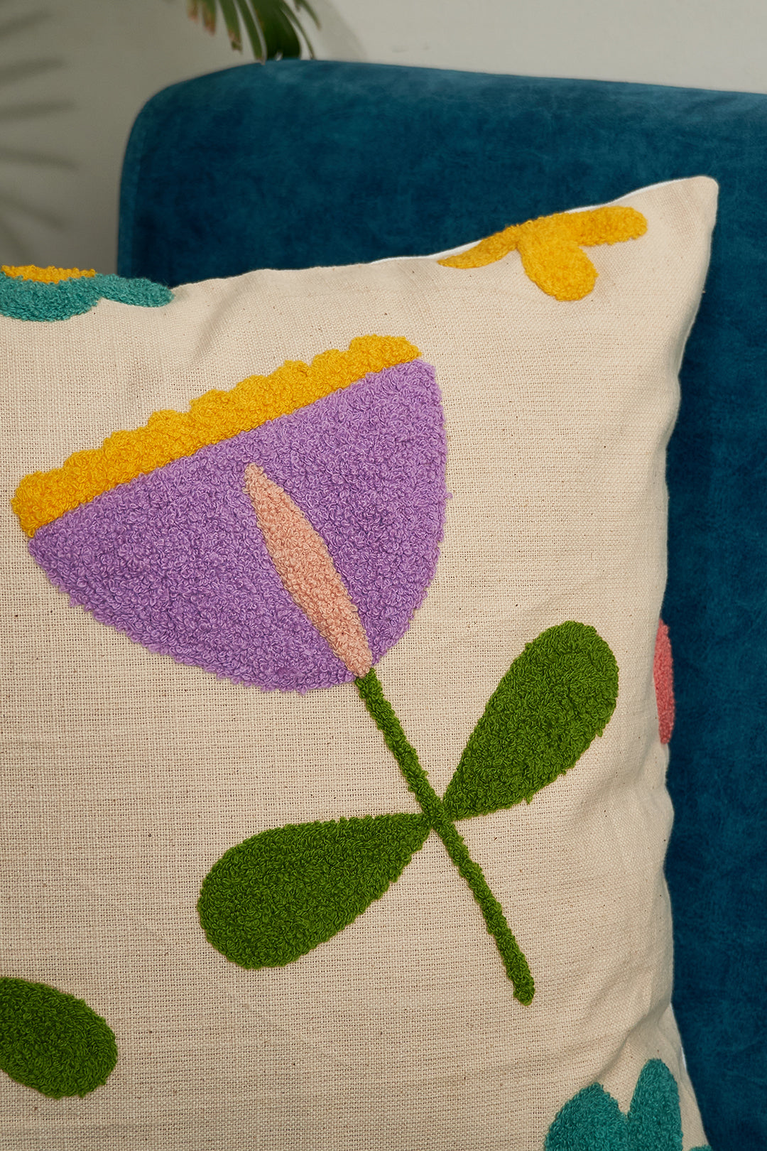 Lavendar Fields Tufted Cushion Cover- 16x16 inches