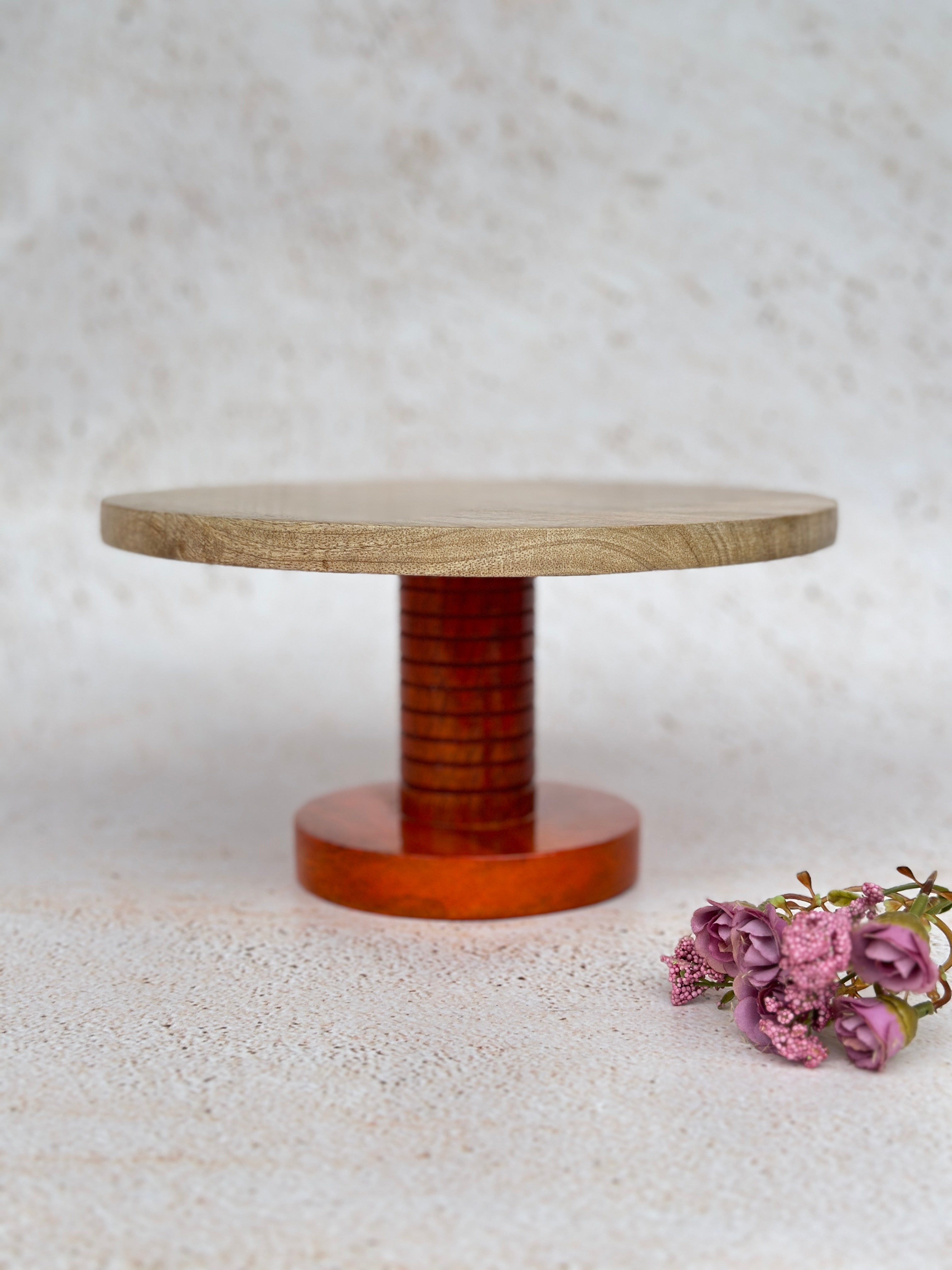 Wooden Handcrafted Cake Stand - Brown