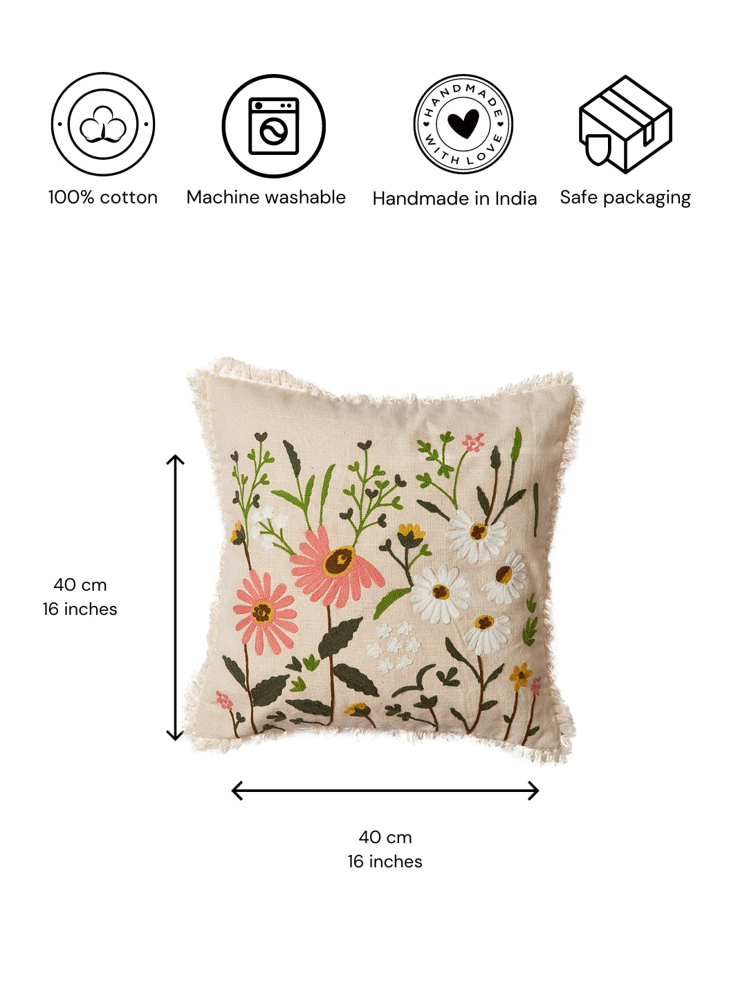 Garden of Flowers Cotton Cushion Cover