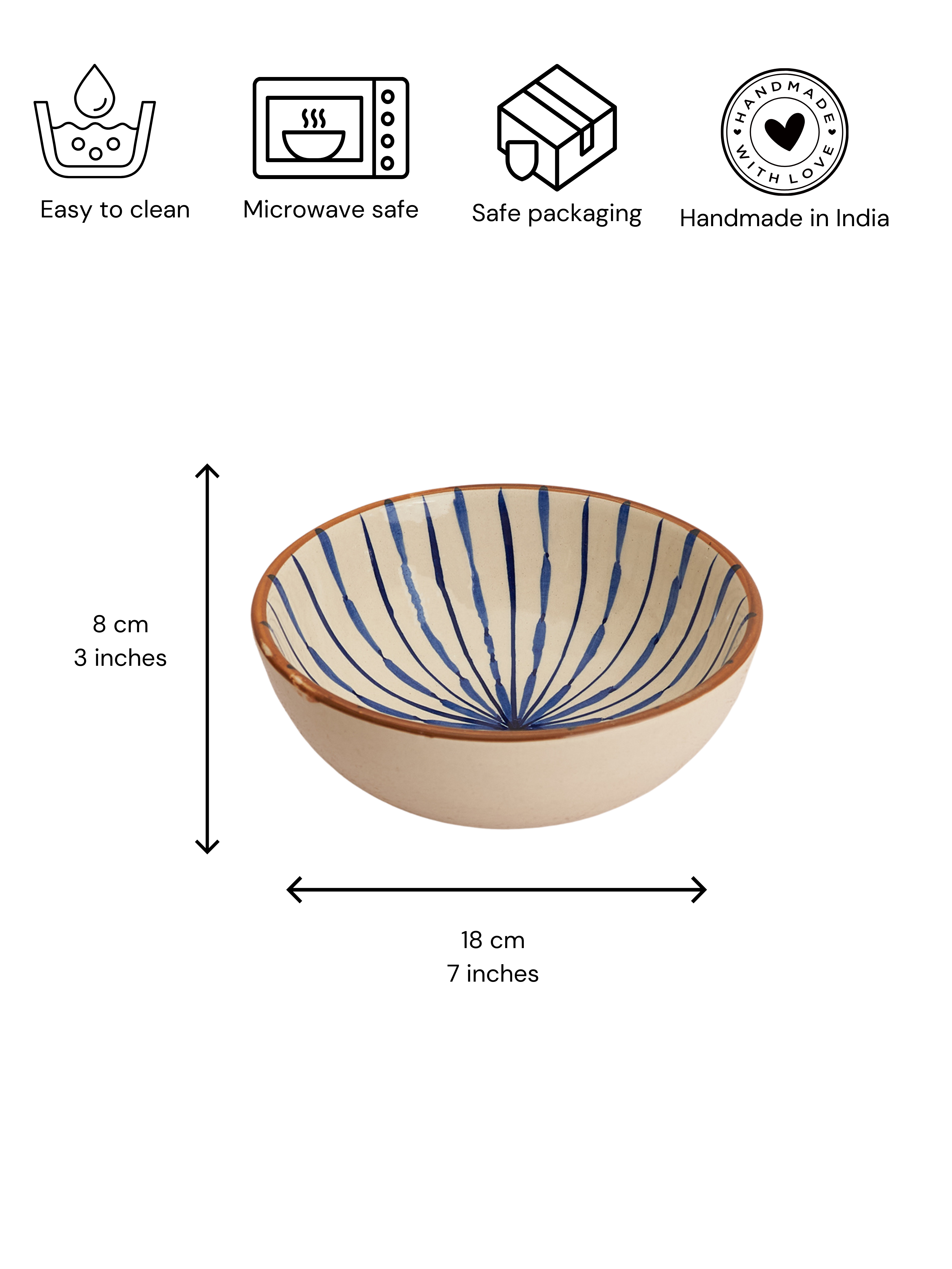 Handpainted Ceramic Bowl with Geometric Pattern