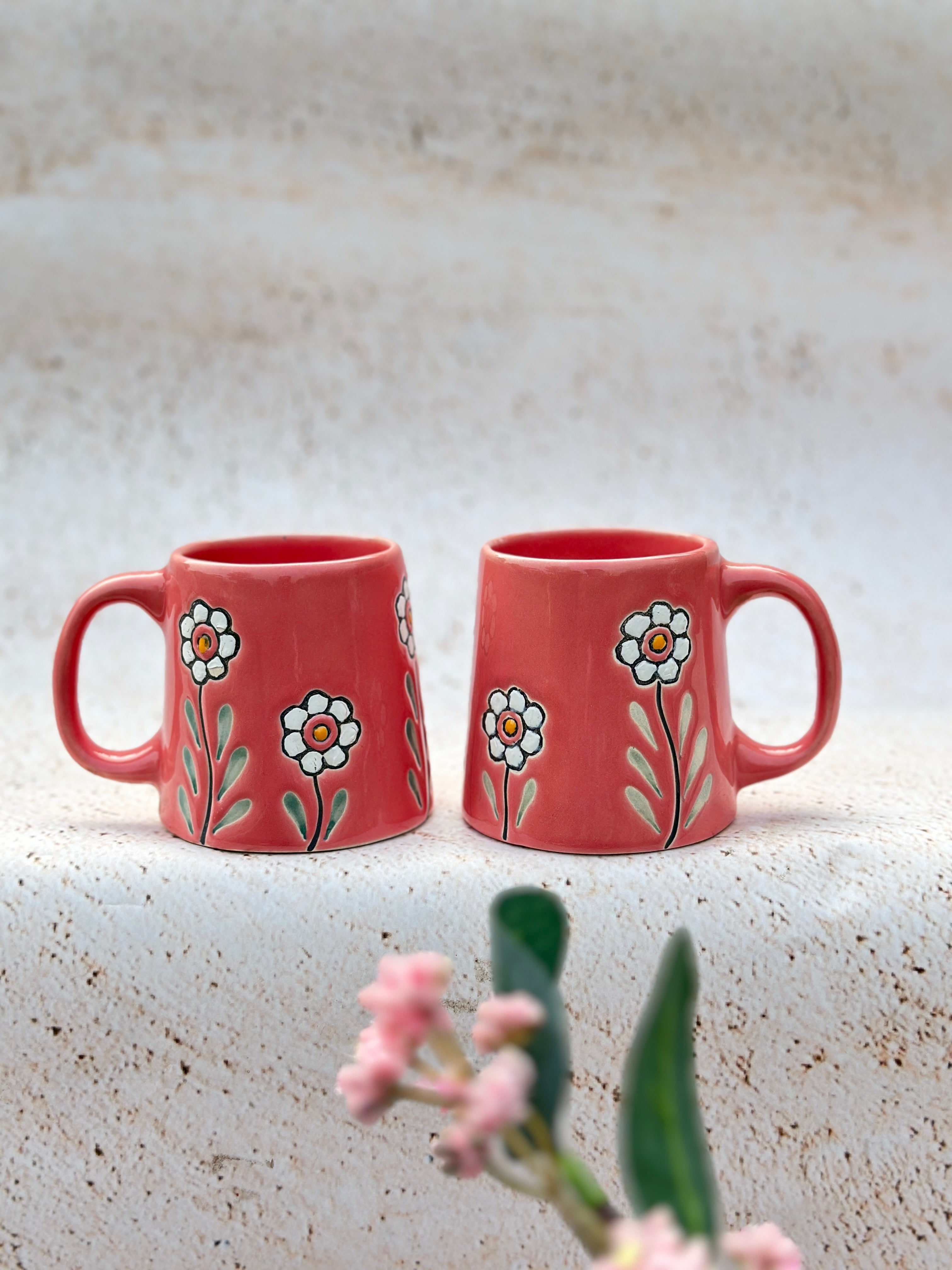 Vibrant Drinkware: Pink Blossom Mug Single (300ml)