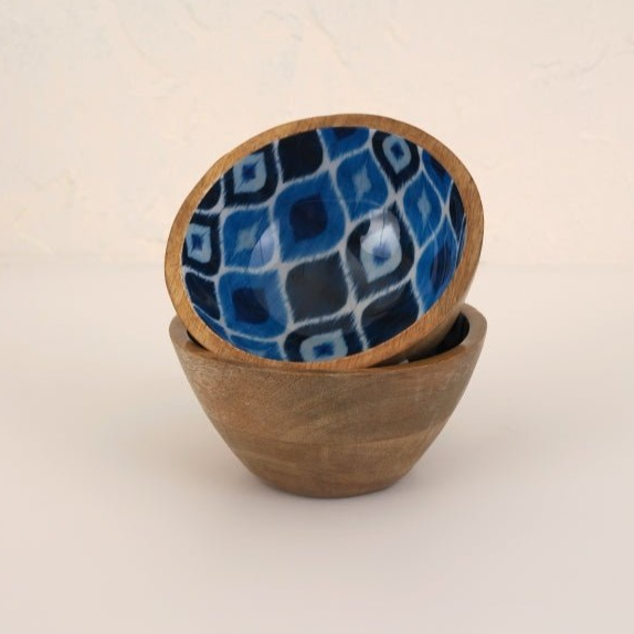 Wooden Ikat Print Enamel Bowl