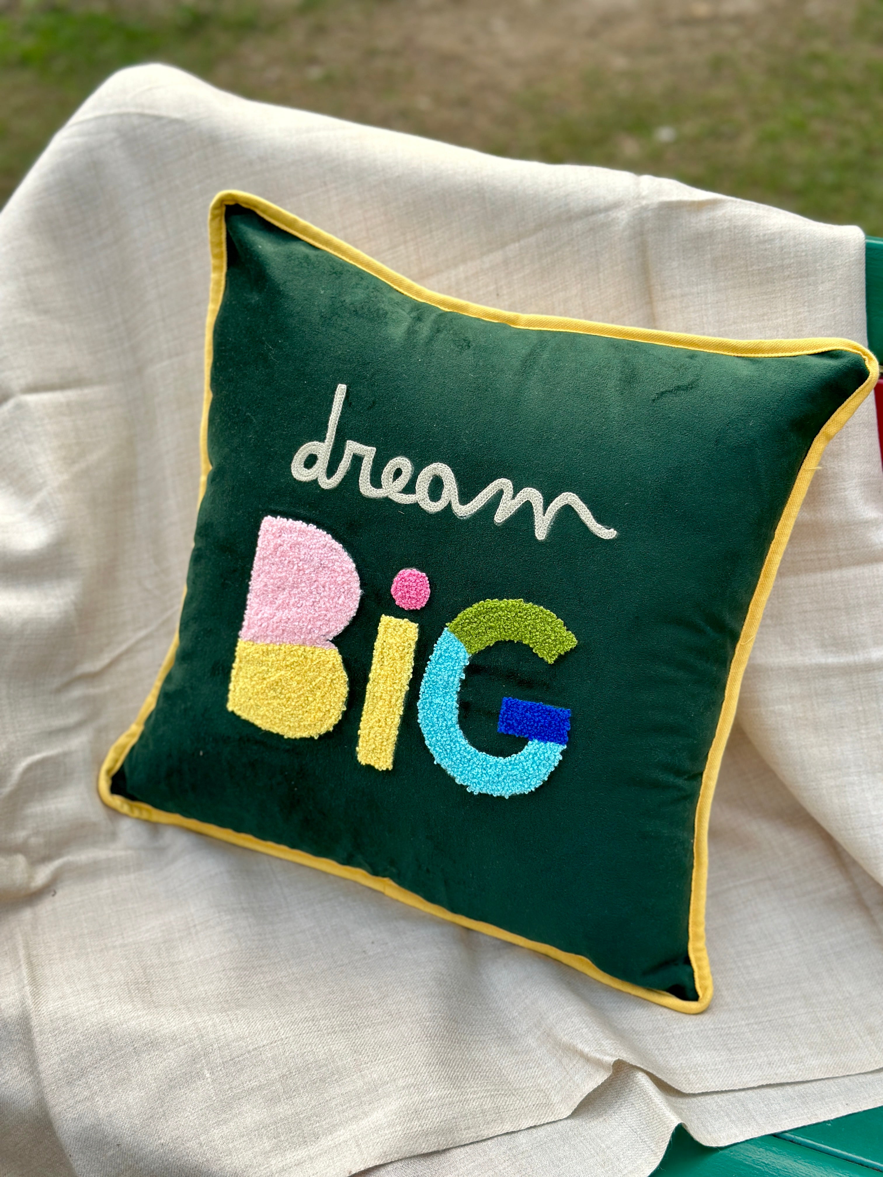 Dream Big Velvet Cushion Cover