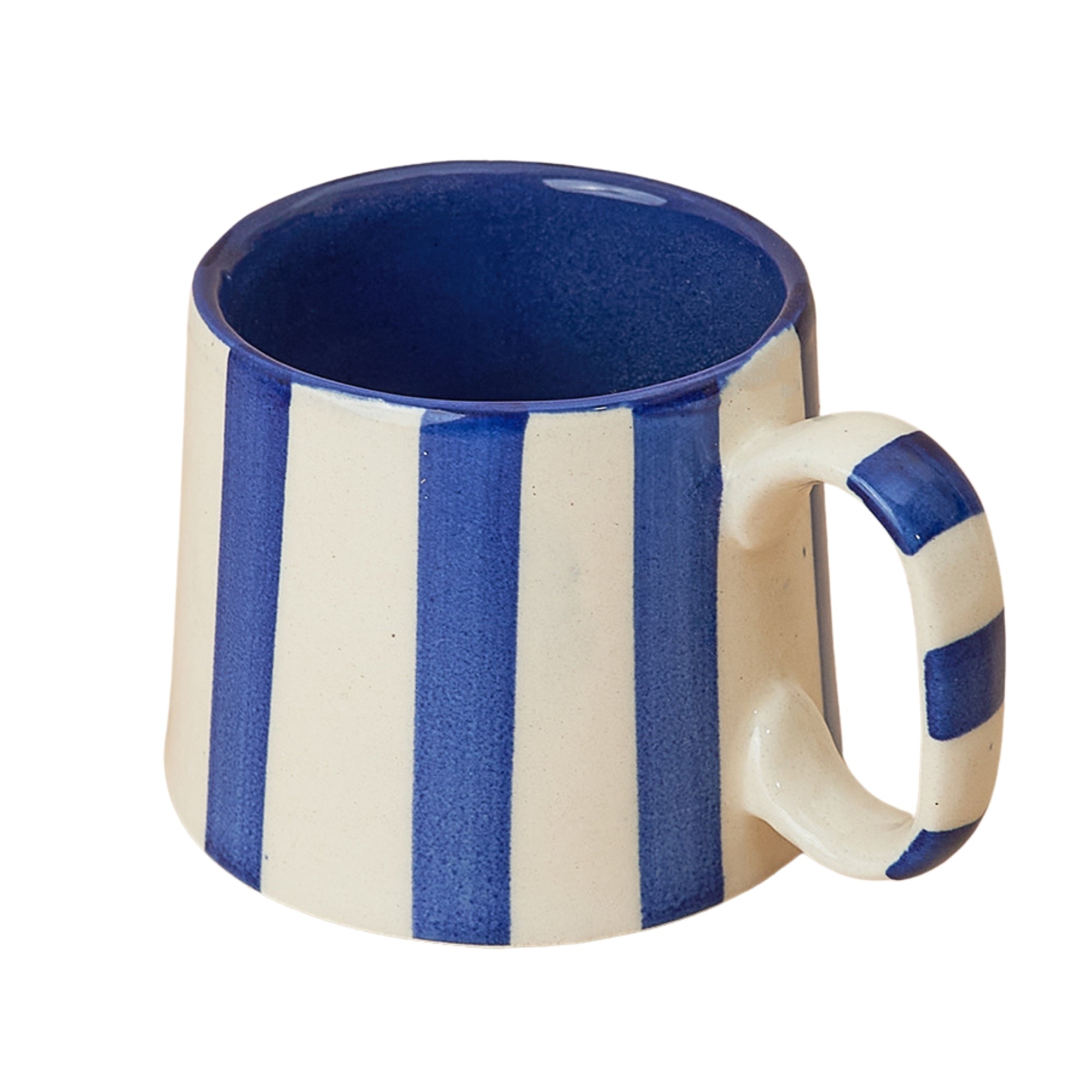 Striking Indigo Blue Stripe Coffee Cup