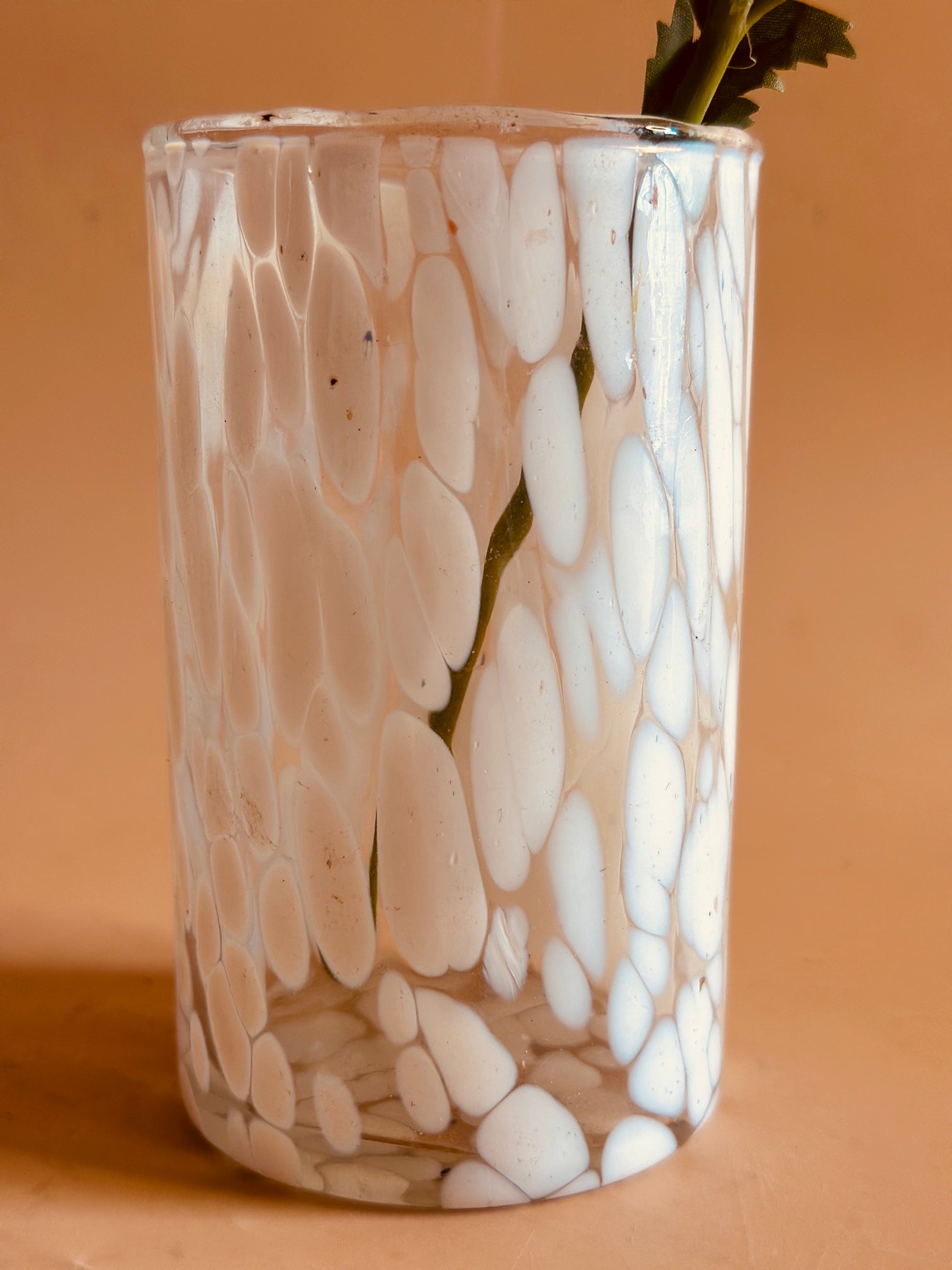 Antique Flat Glass Vase- White