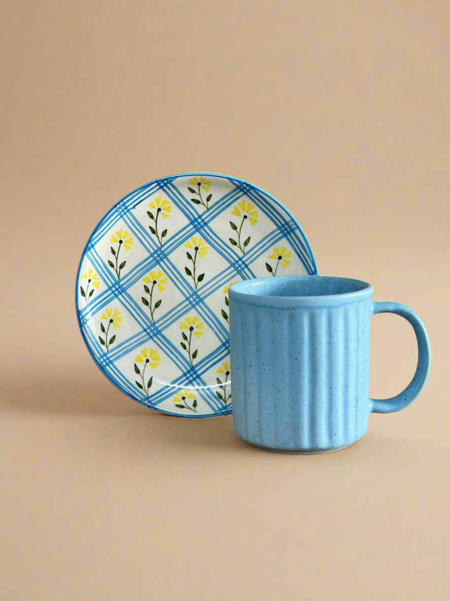 Ditsy Blue Set - Plate & Mug