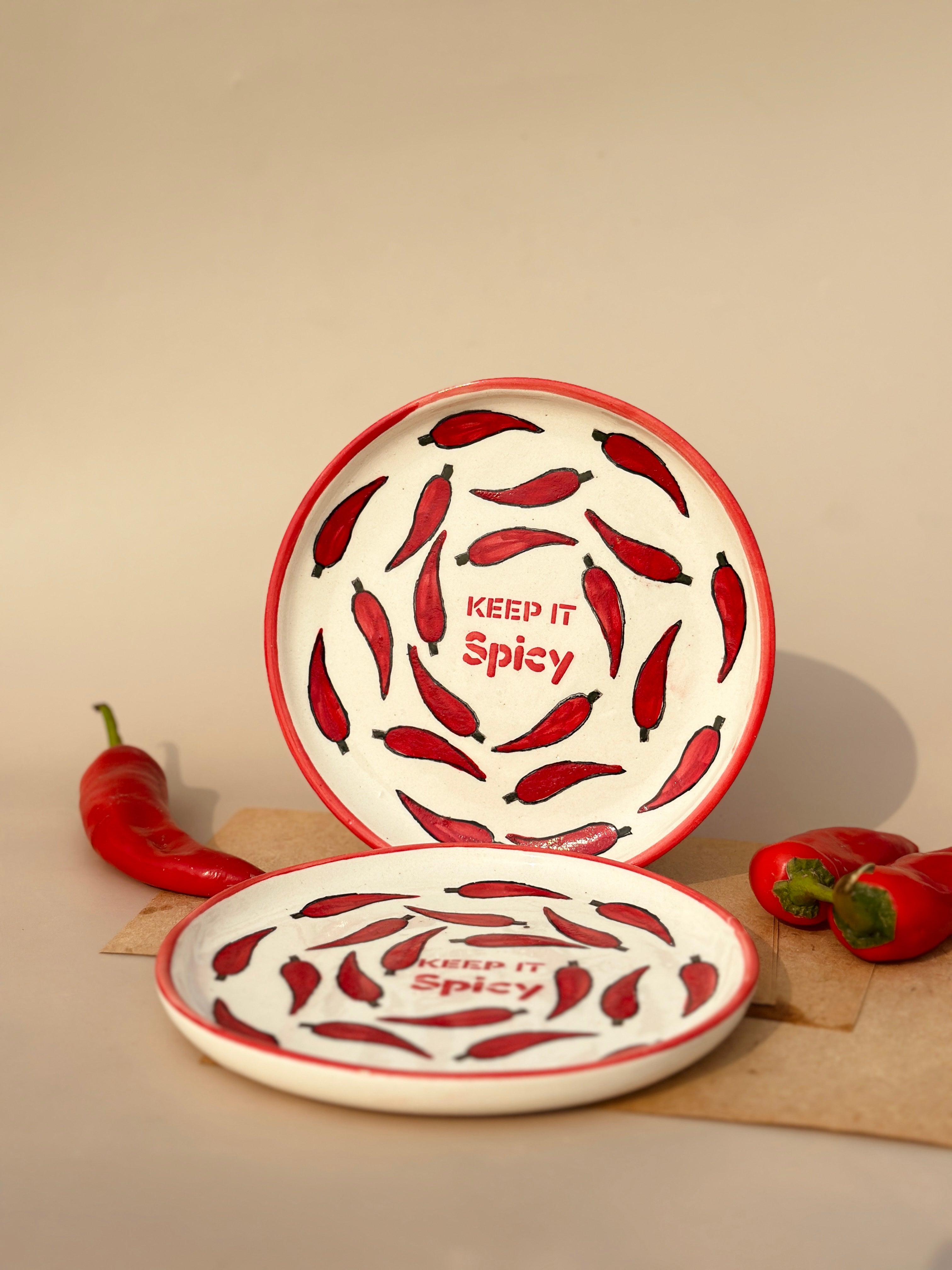 Set of 2- Keep It Spicy Tapas Plates (7 Inches )