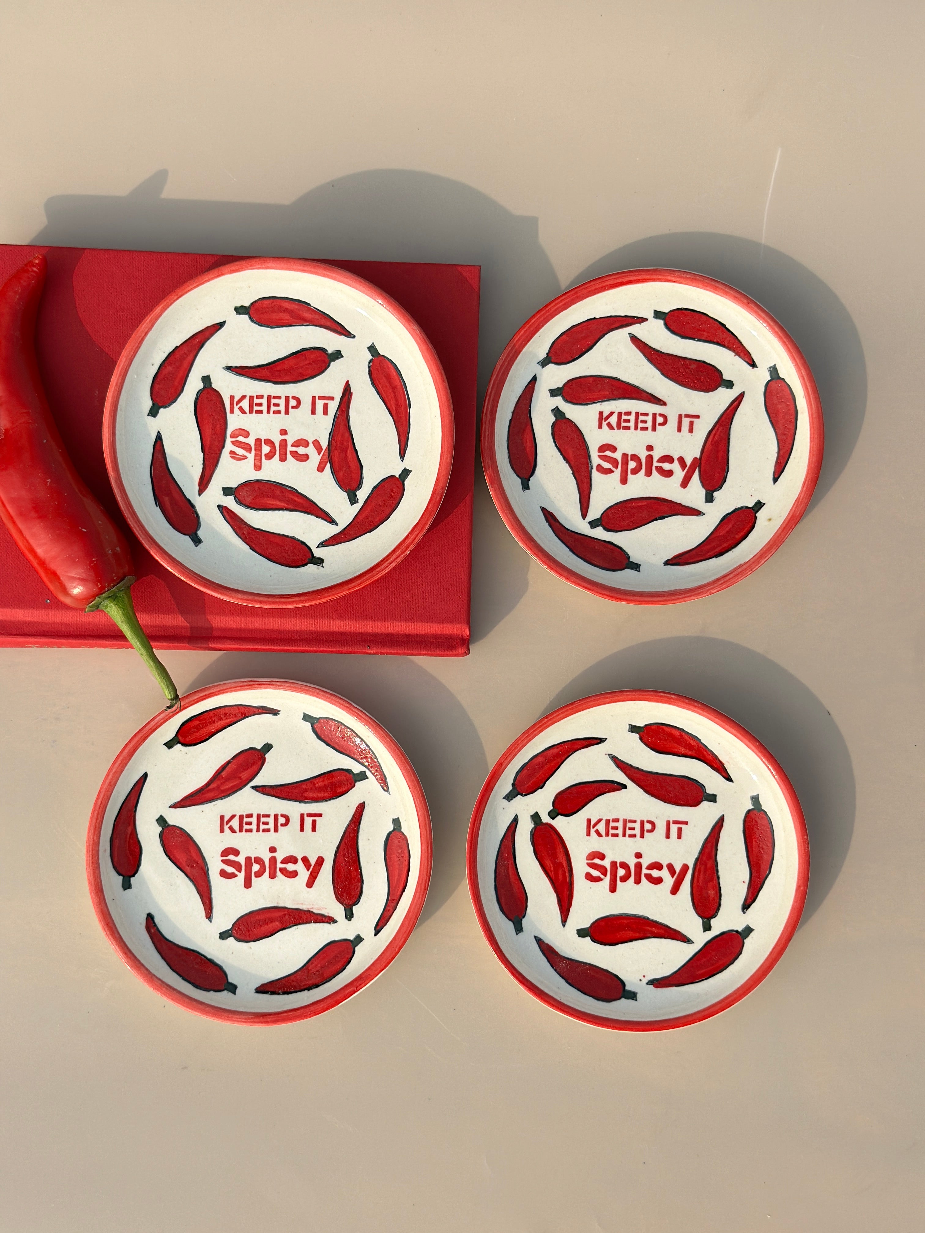 ‘Keep It Spicy’ Ceramic Tapas Set of 4