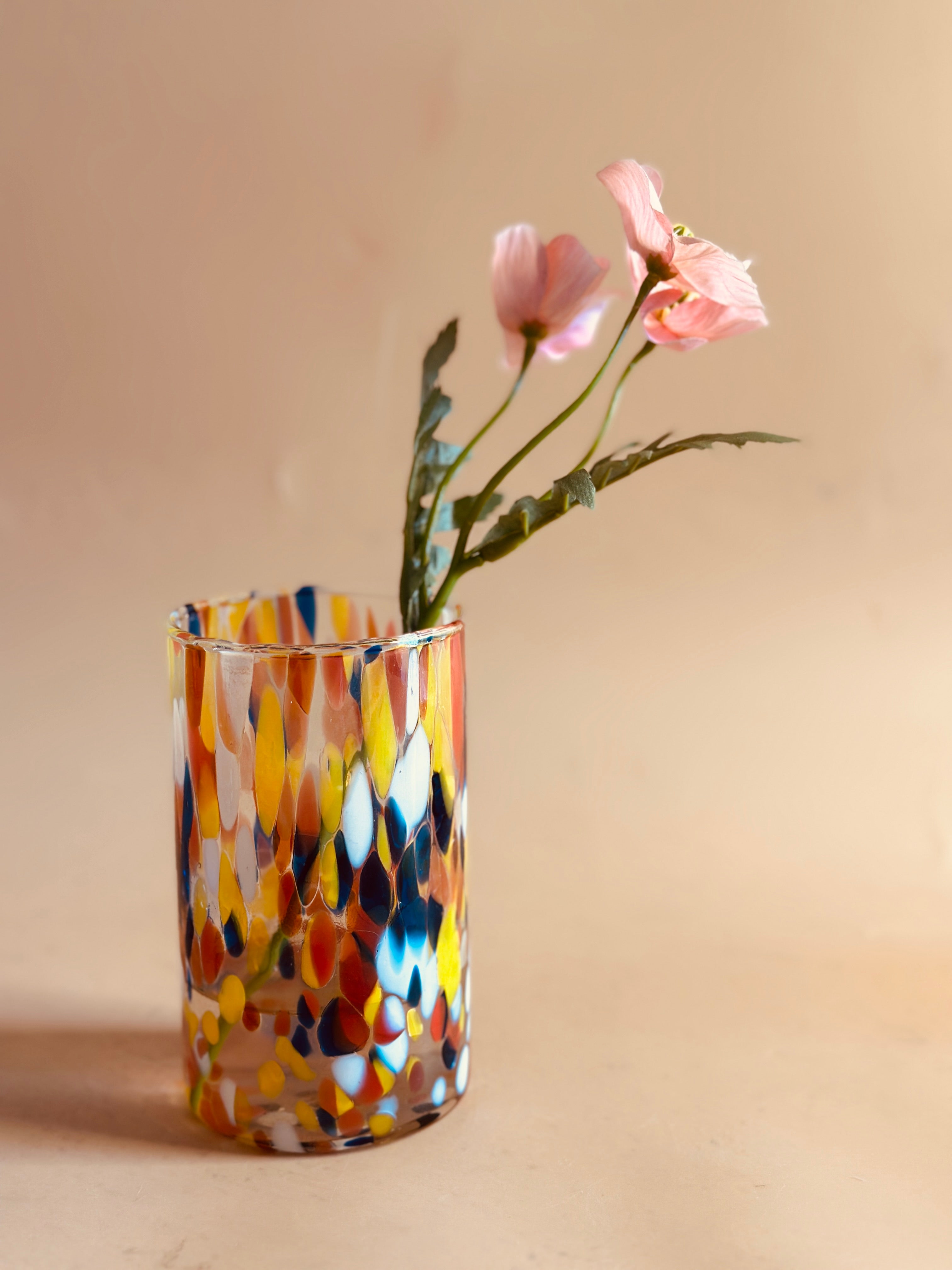 Antique Flat Glass Vase - Multicolour