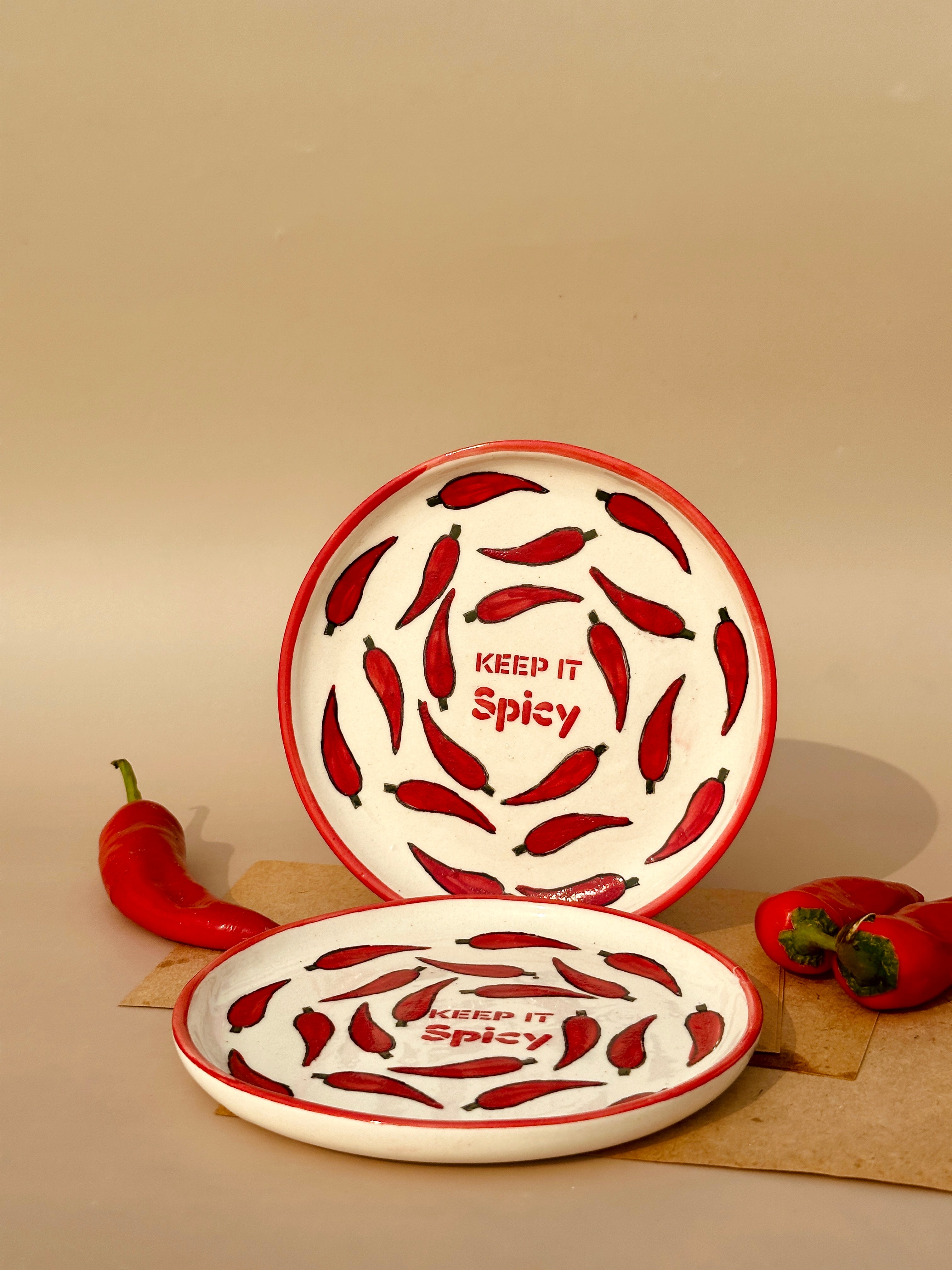 Set of 2- Keep It Spicy Tapas Plates (7 Inches )