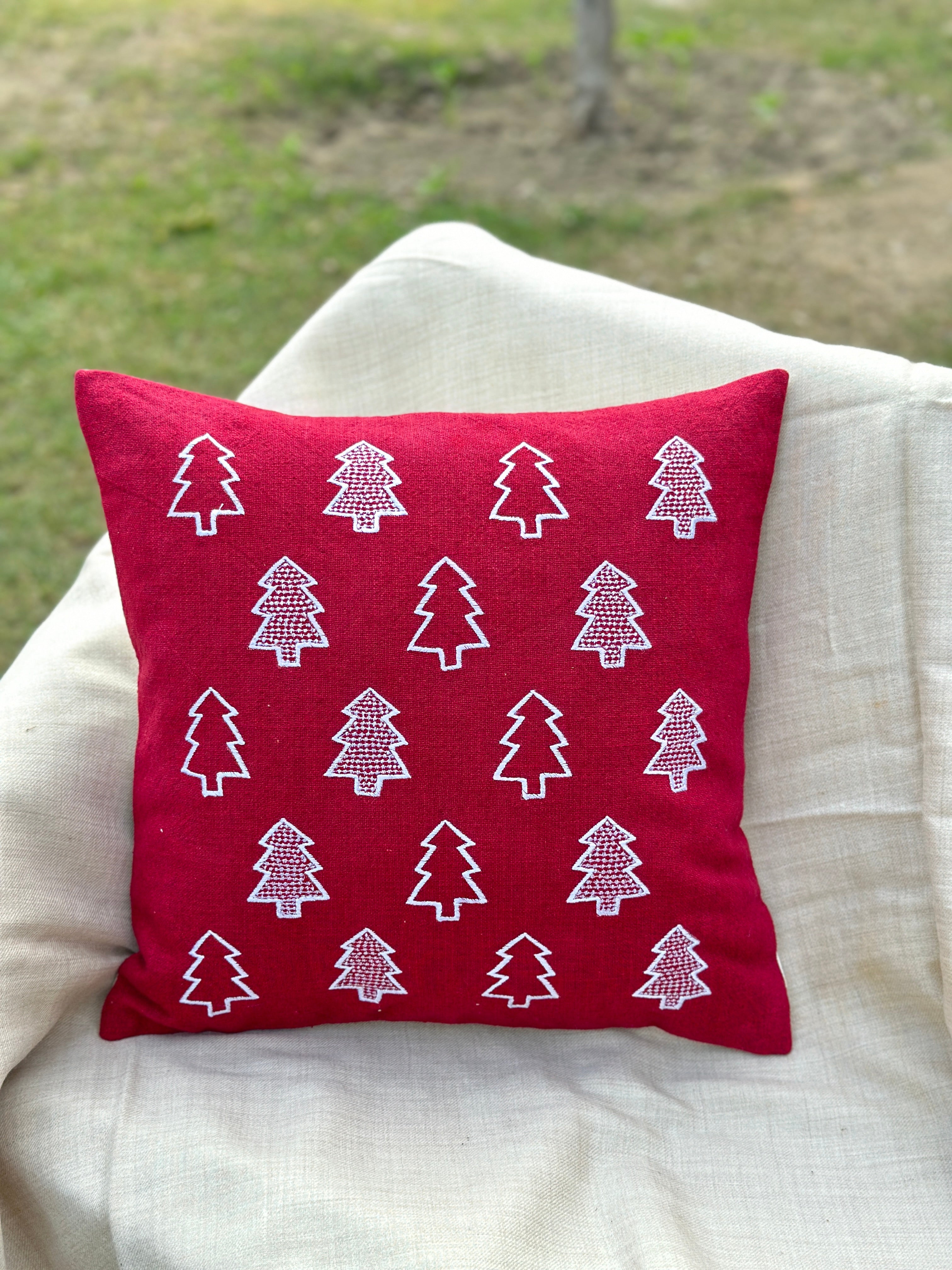 Red Tree Cushion Cover