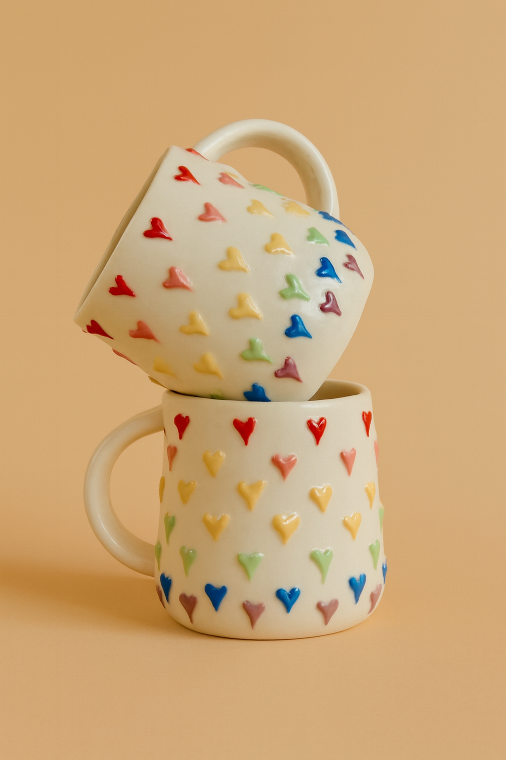 Embossed Rainbow Heart Mug