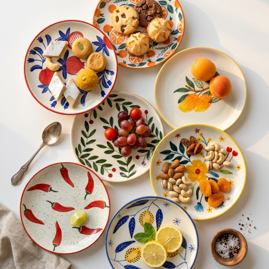 ⁠Multi Color Art Snack Plates  Buy 5 Get 1 Free