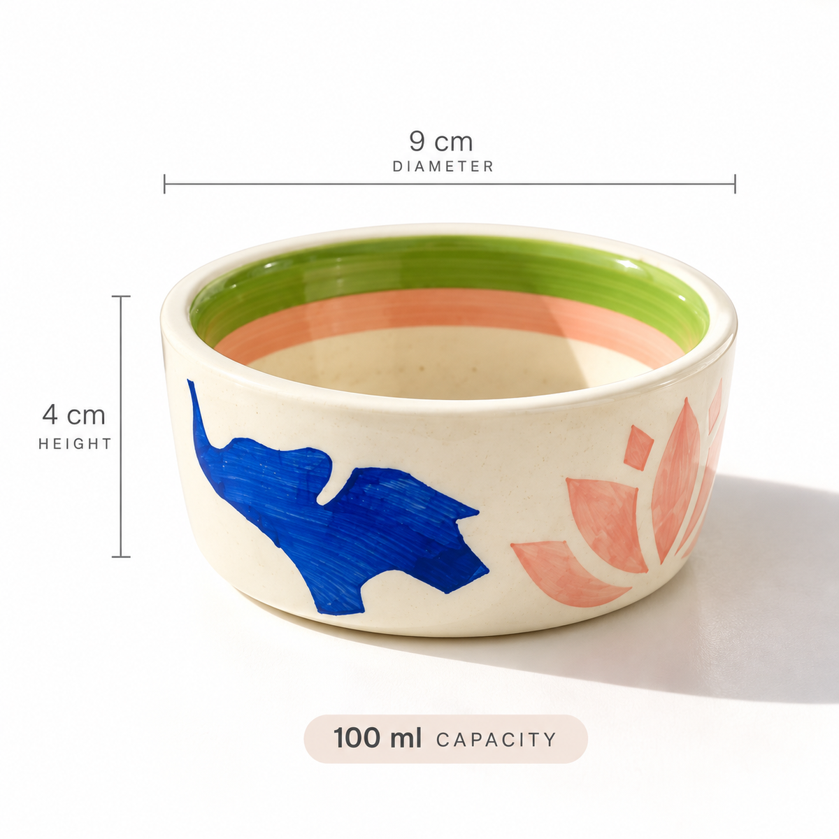 Lucky Lotus Handpainted Ceramic Ramekin Bowls Set of 4